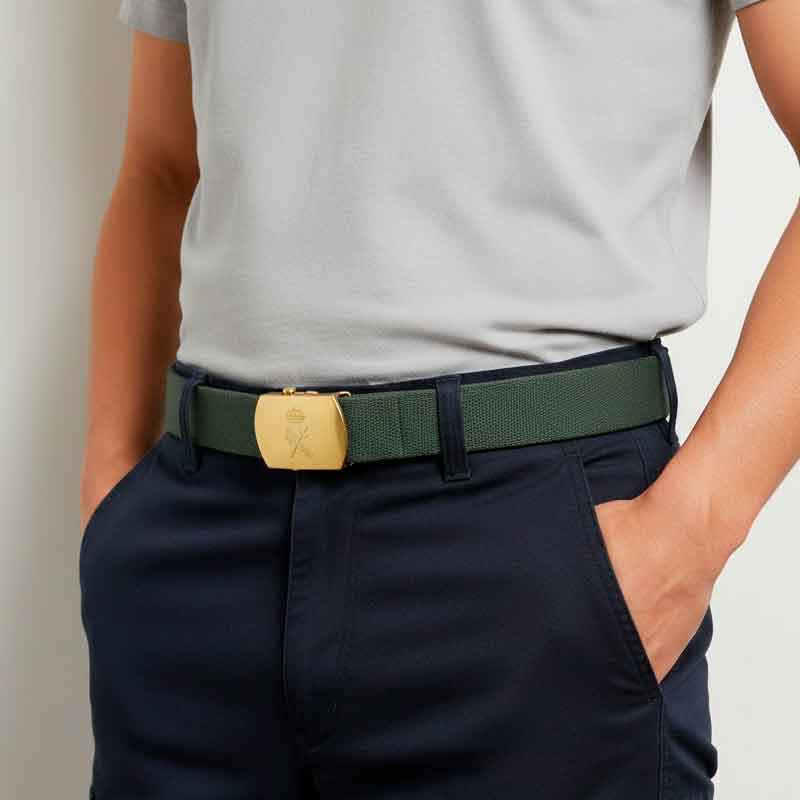 Cintura militare con fibbia dorata 25-71715