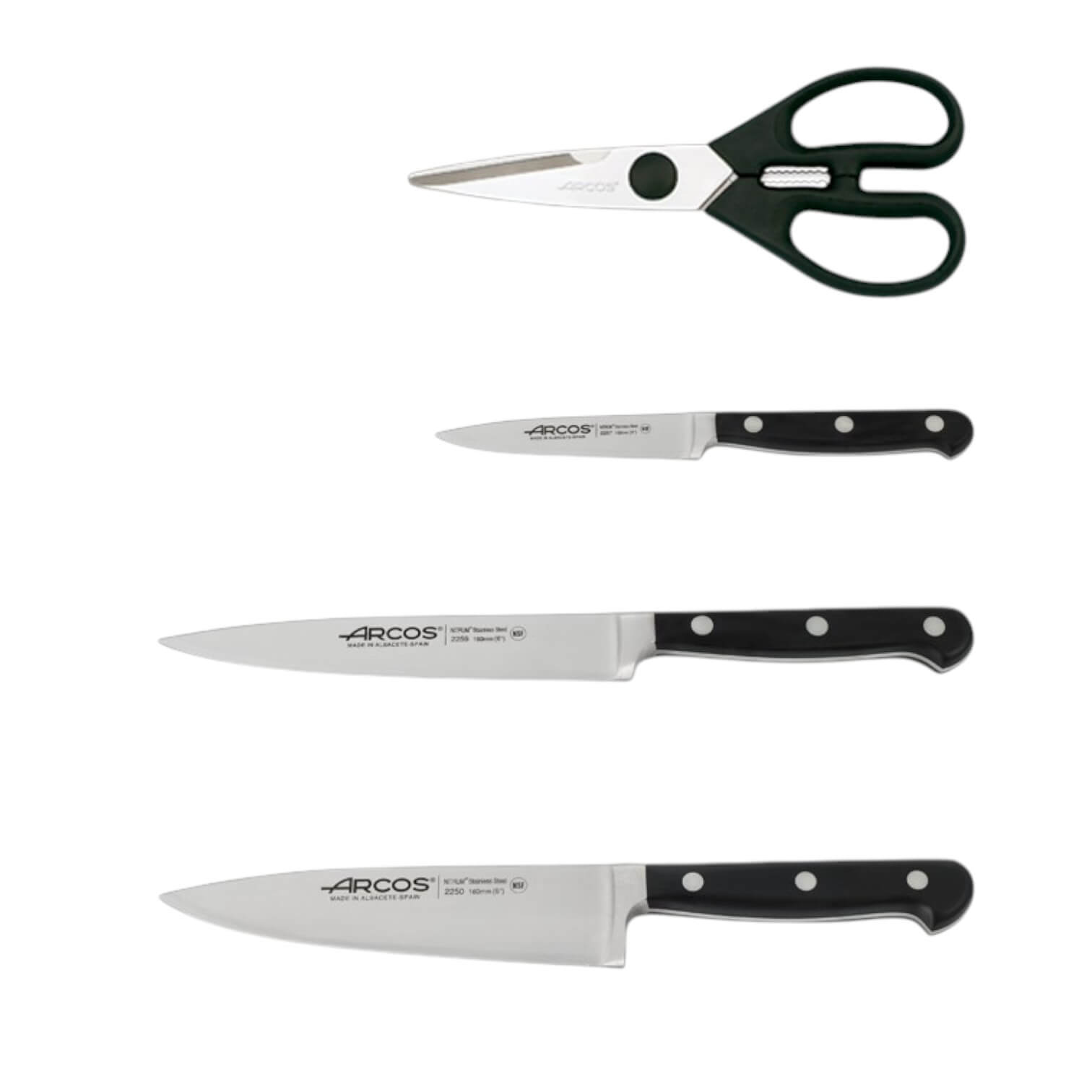 Bloc de cuisine avec 3 couteaux et ciseaux, série Opera Arcos