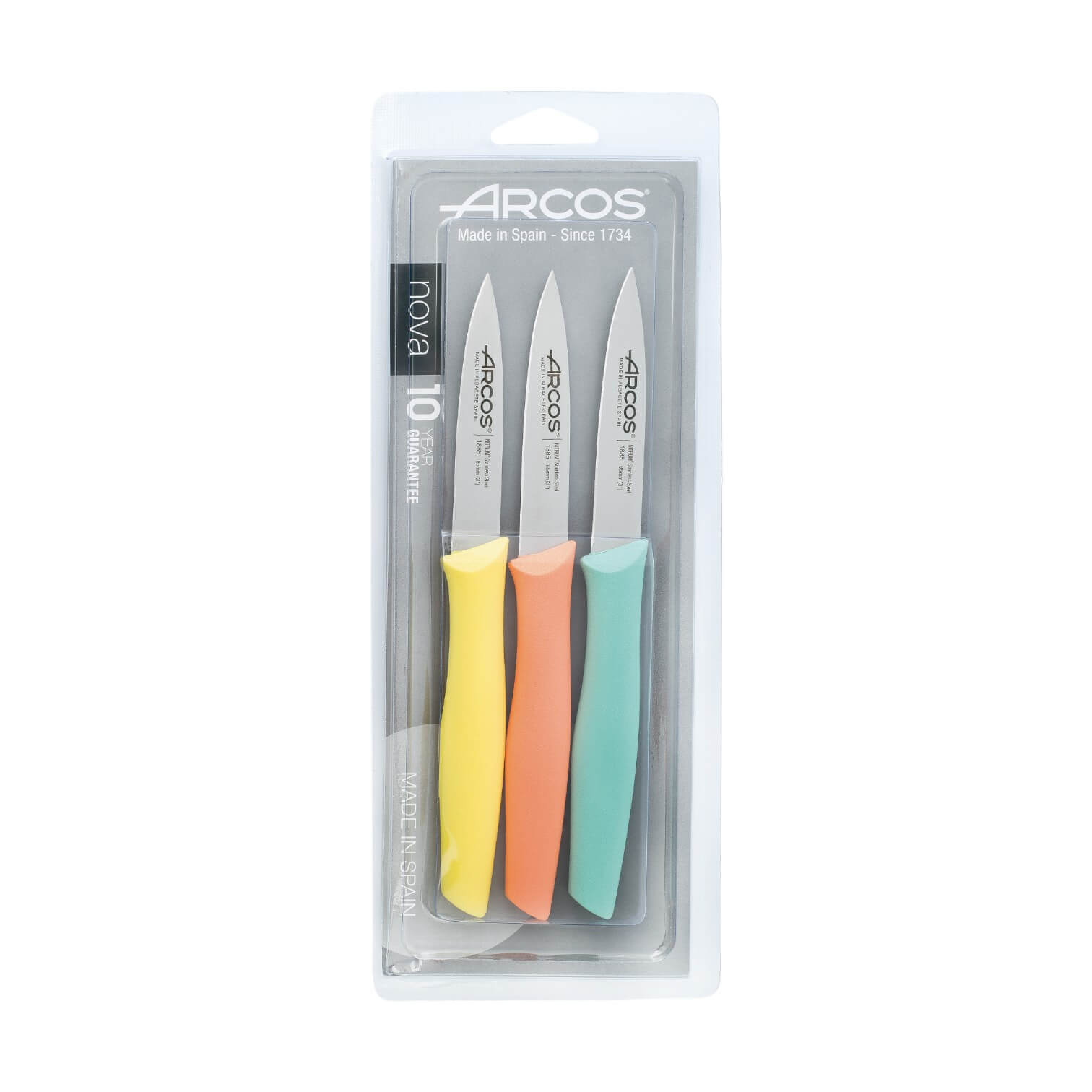 Set de 3 cuchillos mondadores de colores 85 mm Arcos Nova
