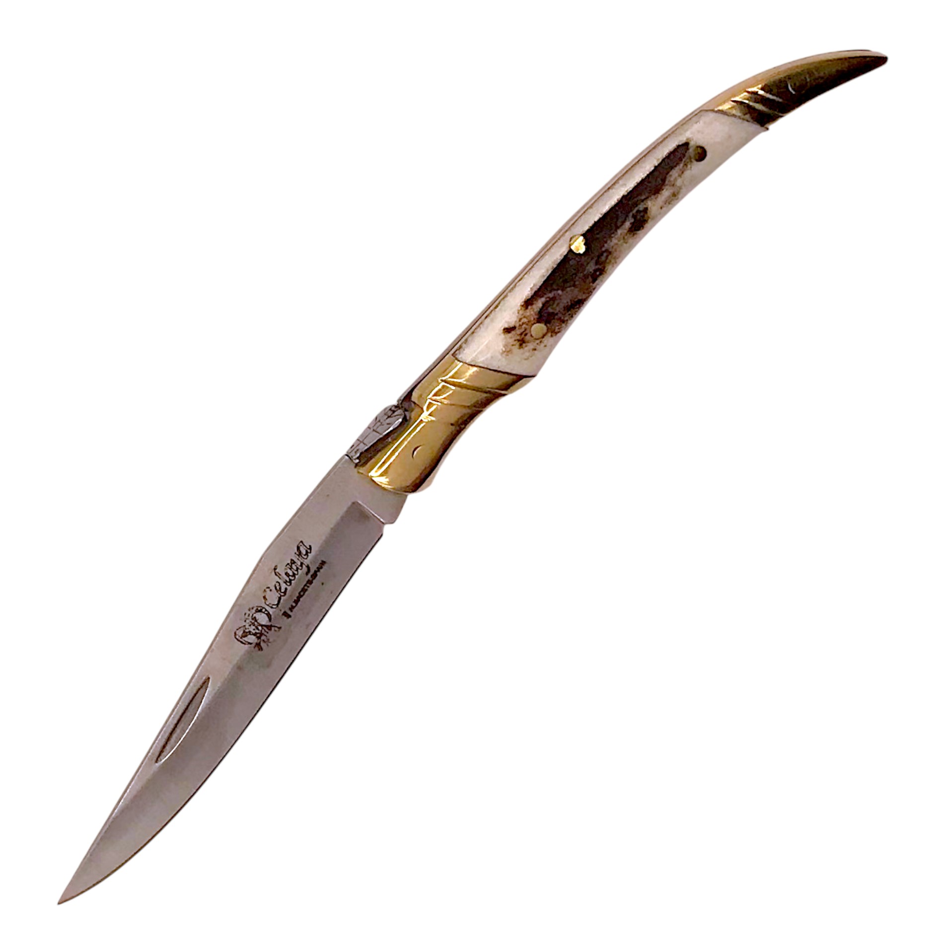 Handgefertigtes Stilettmesser mit Hirschgeweihgriff und 8 cm lang...