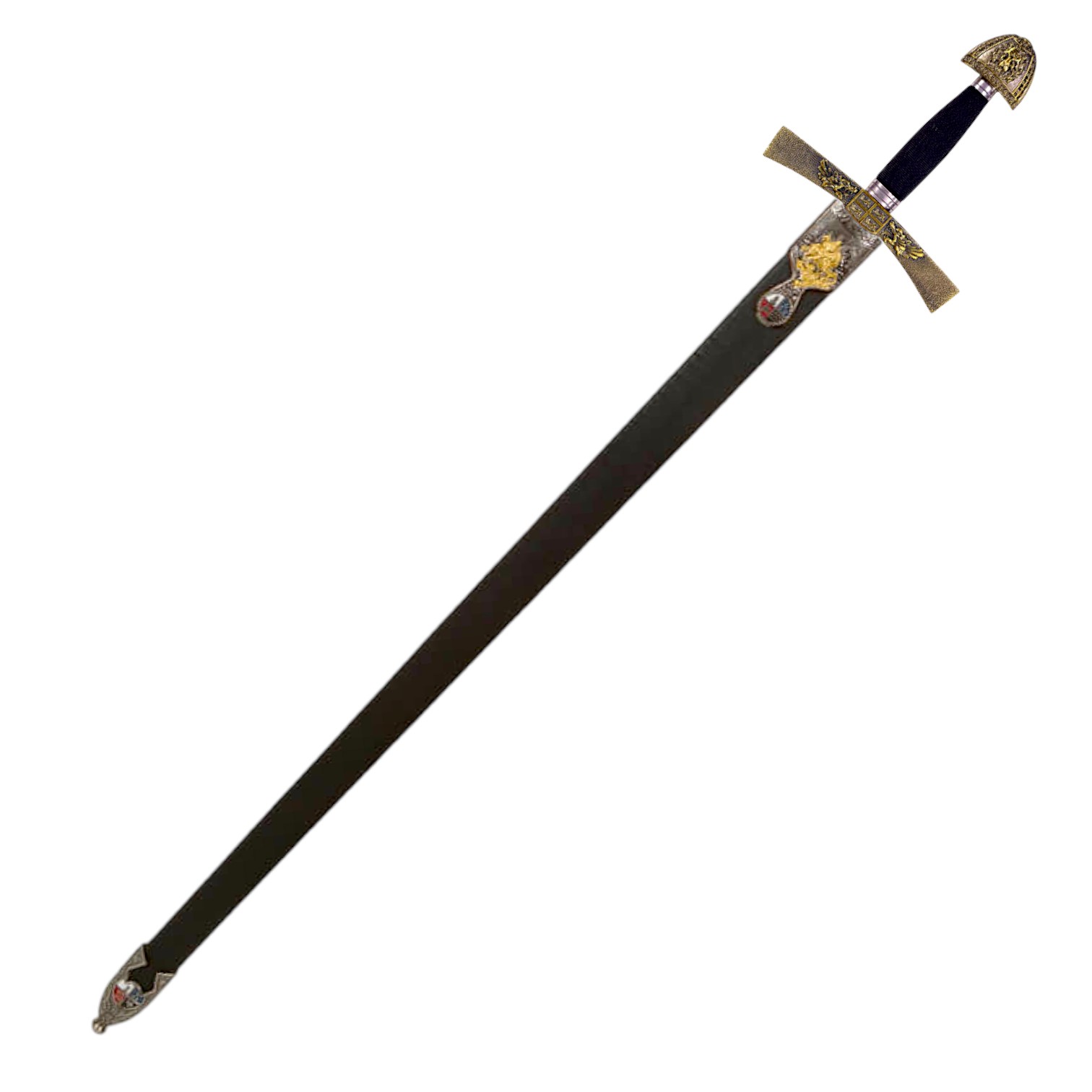 Schwarz-goldenes IVANHOE-Schwert mit Gladius-Scheide