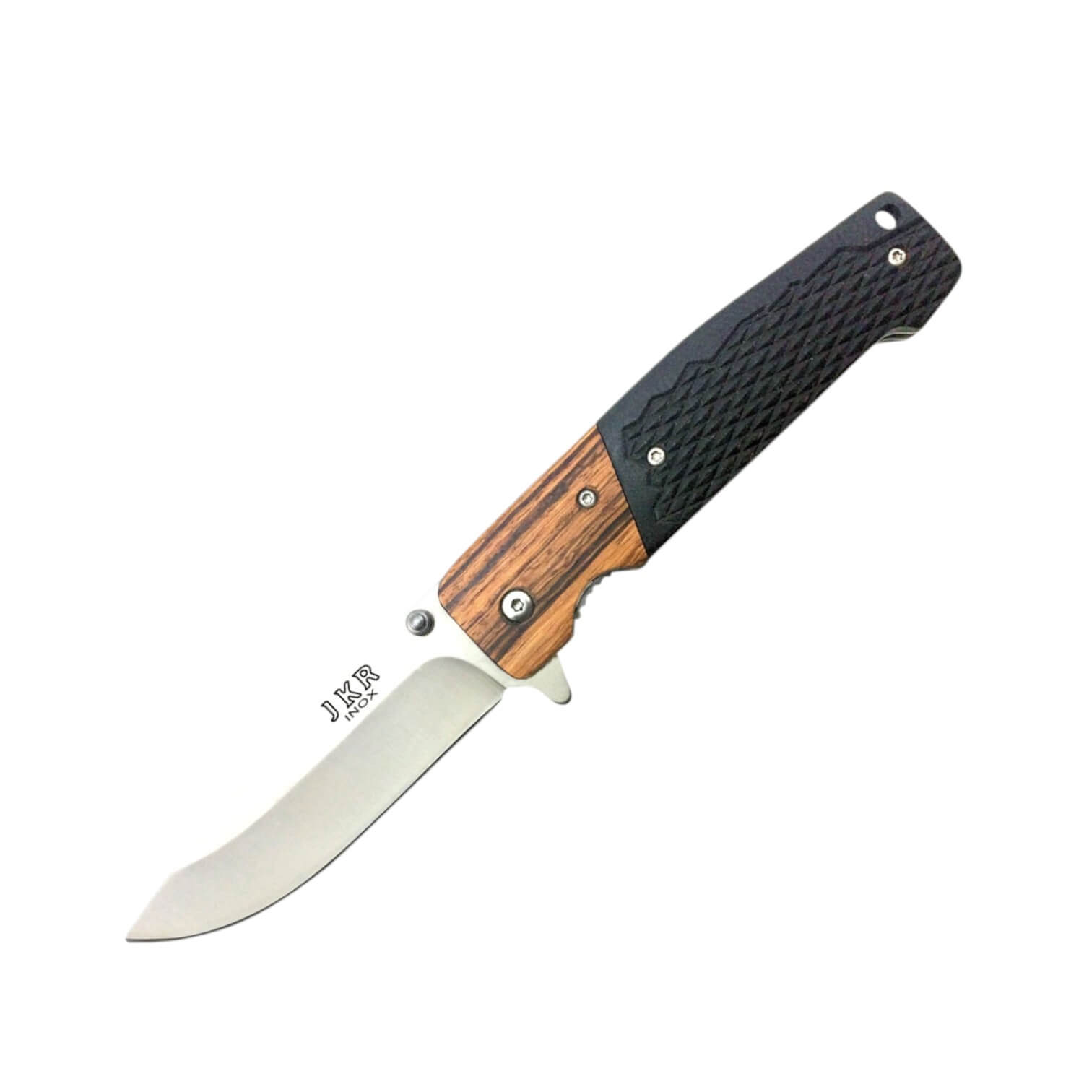 Sportmesser mit schwarzem G10- und Holzgriff und einer 8,7 cm lan...