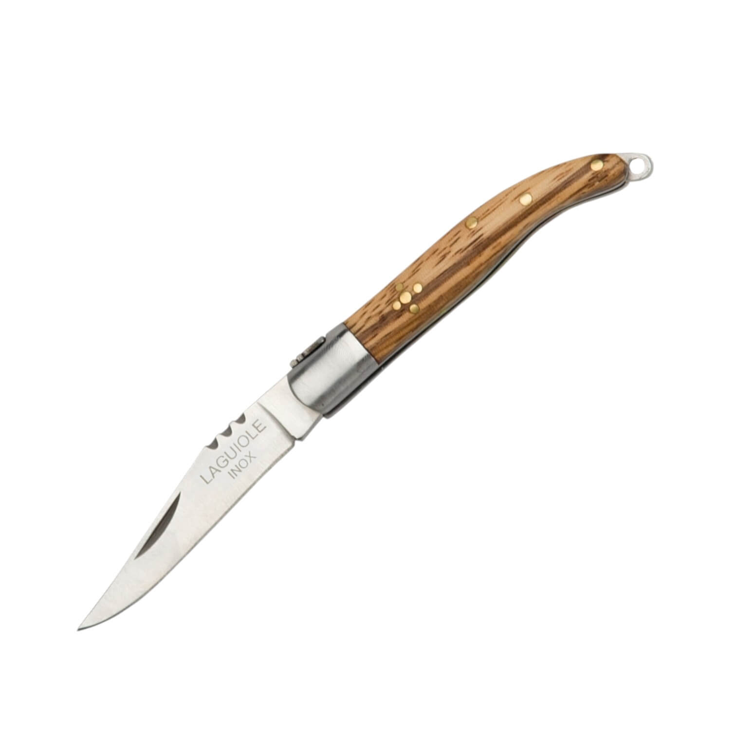 Laguiole-Messer mit Olivenholzgriff, Edelstahlzwinge und 6 cm lan...