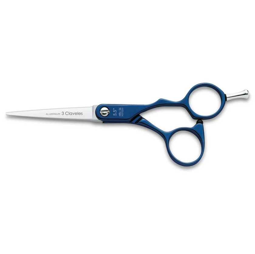 Tijera peluquería Duraluminium azul 5.5" con filo suave 3 Clavele...