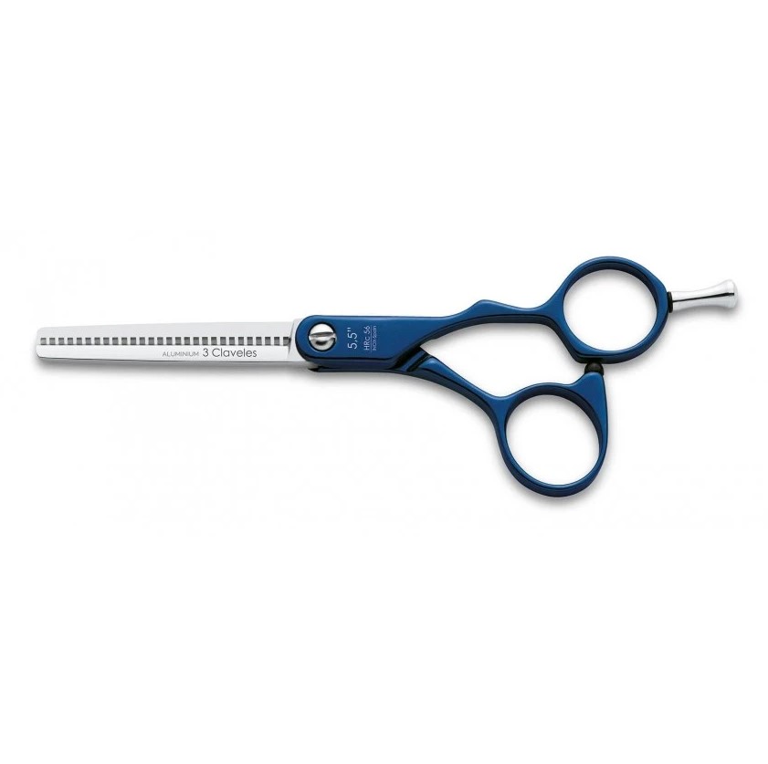Tijera peluquería Duraluminium azul ES28 5.5" para esculpir  3 Cl...