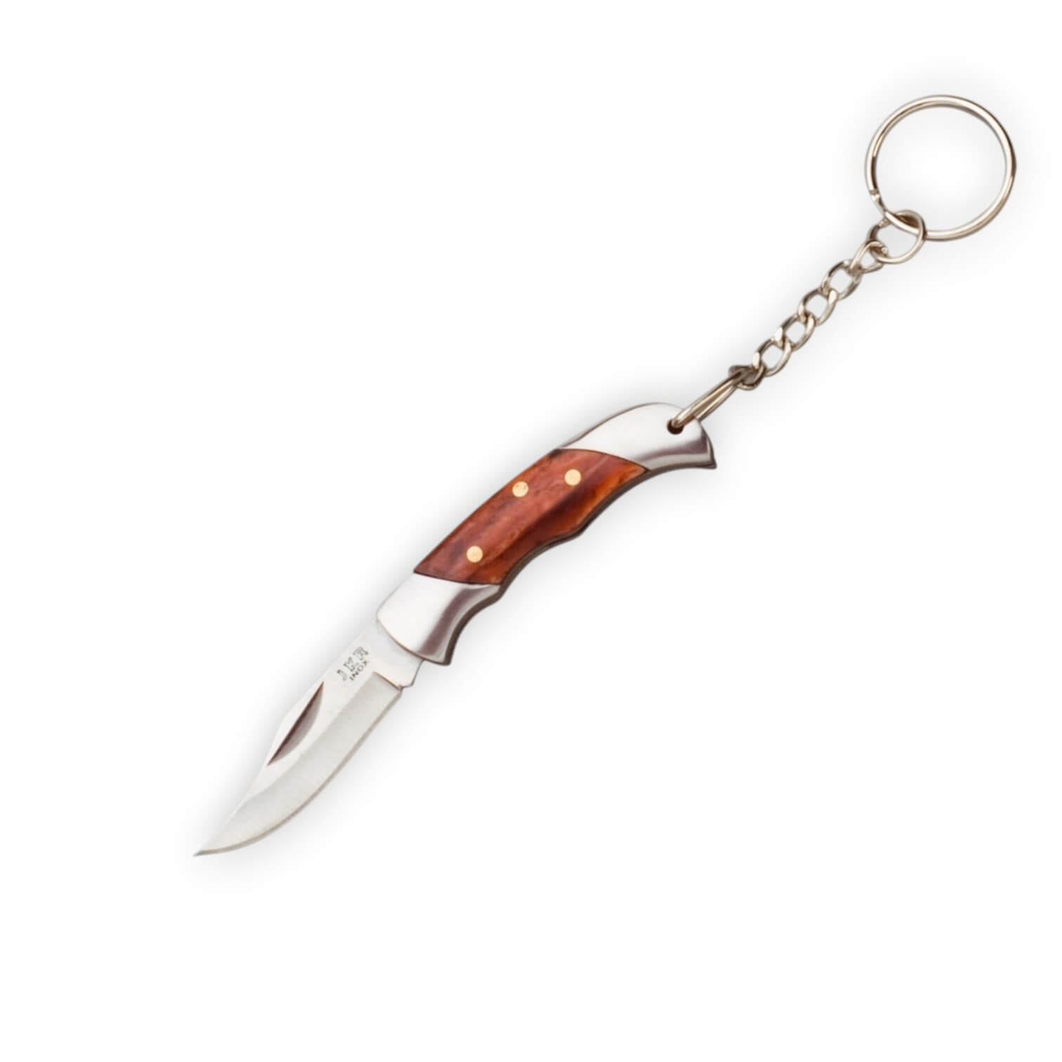 Canivete JKR com cabo em madeira vermelha, reforço em aço inoxidá...
