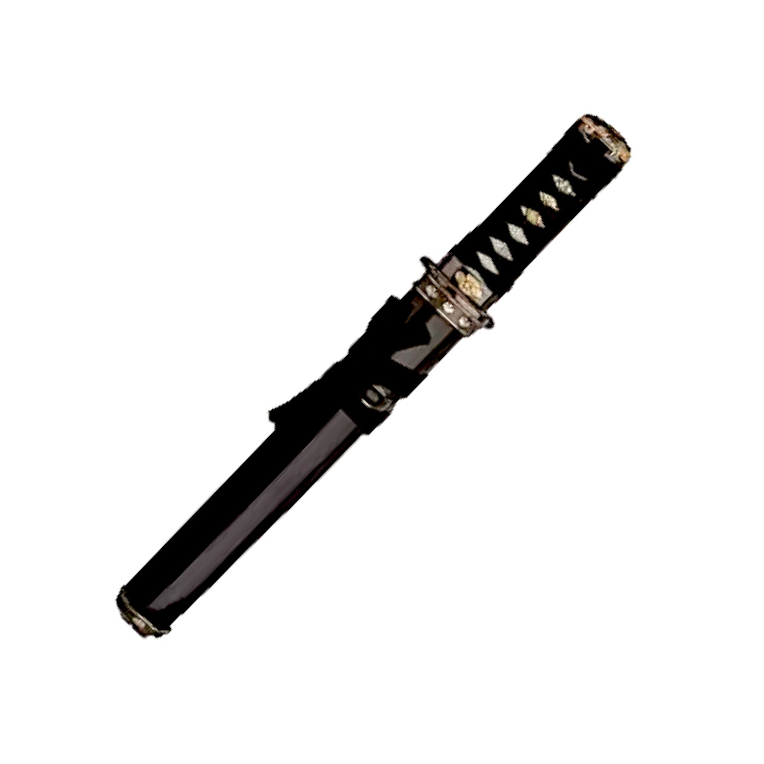 Tanto con vaina negra y empuñadura con aplicado de metal