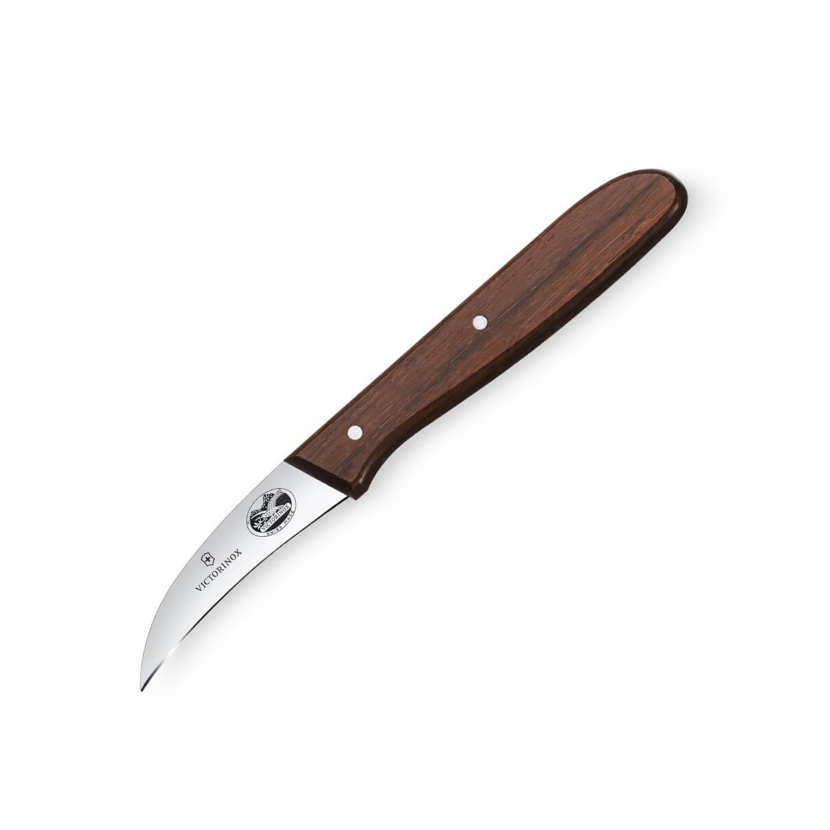 Cuchillo mondador curvo para decorar con mango de madera y hoja d...