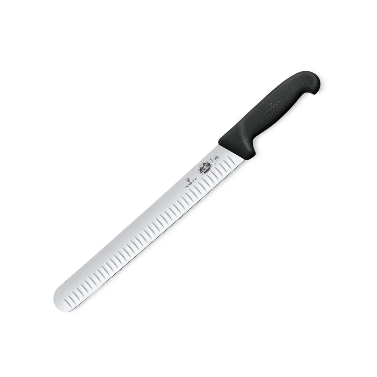 Cuchillo para jamón con mango de TPE negro y hoja alveolada de 30...