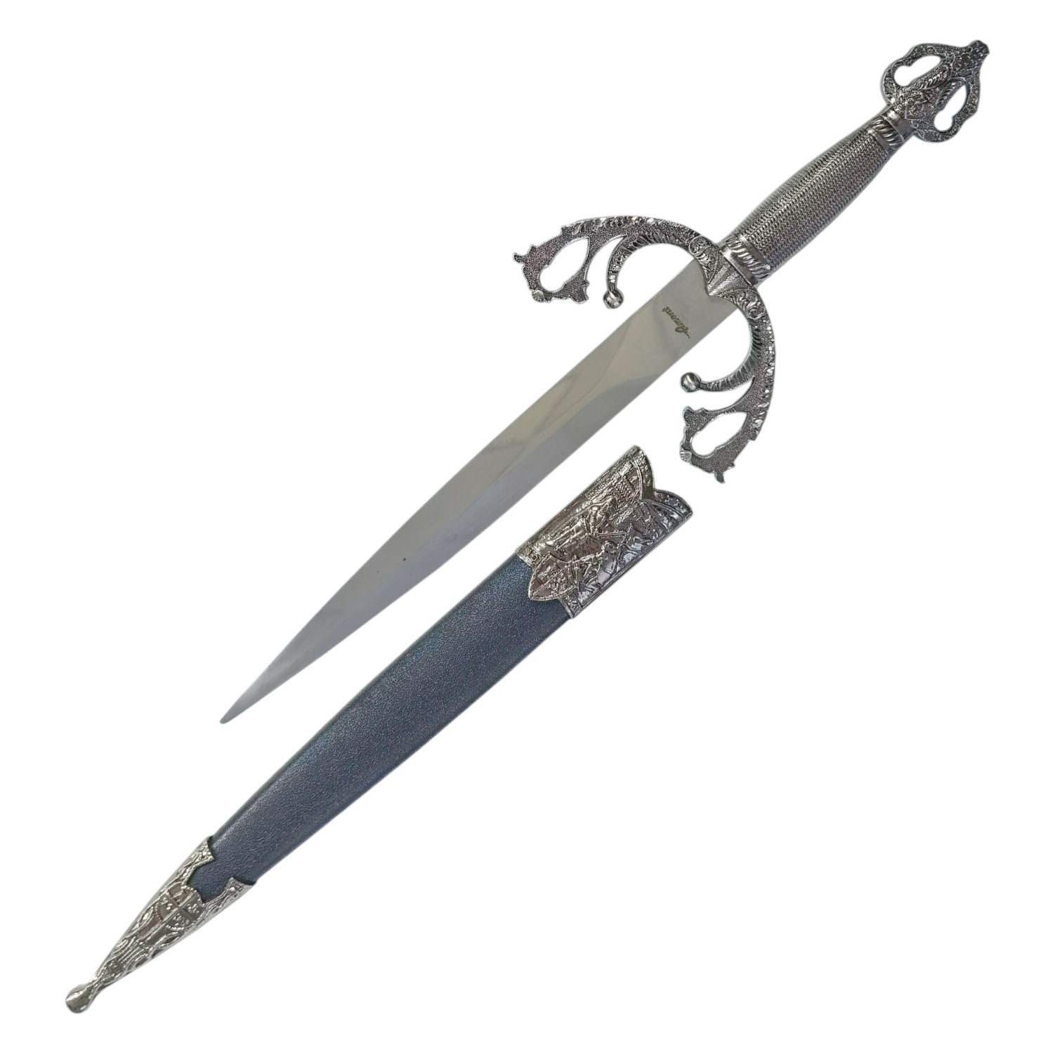 Antico pugnale Tizona del Cid in nichel con lama da 24 cm