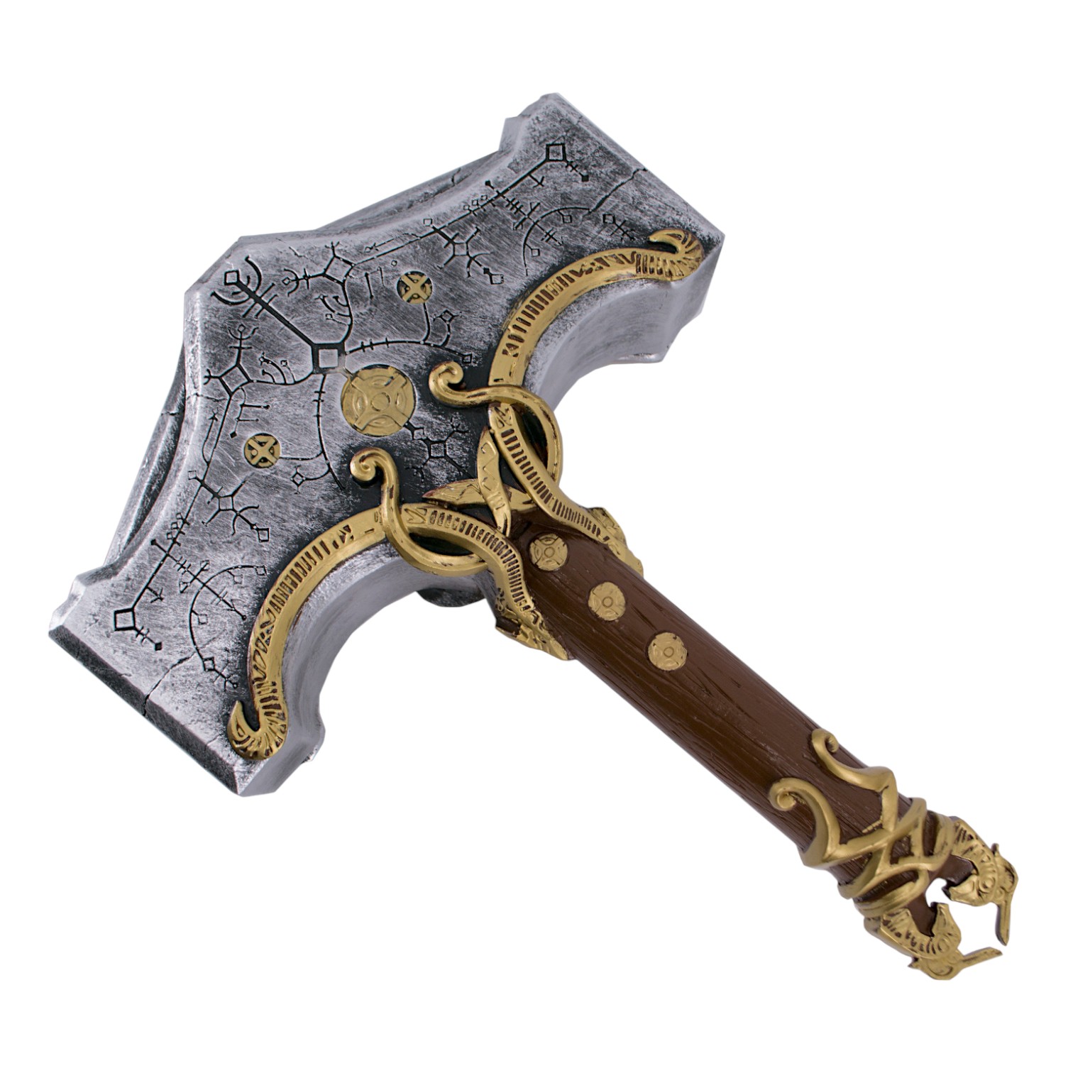 Martello di Thor di God of War in fibra di vetro con manico marro...