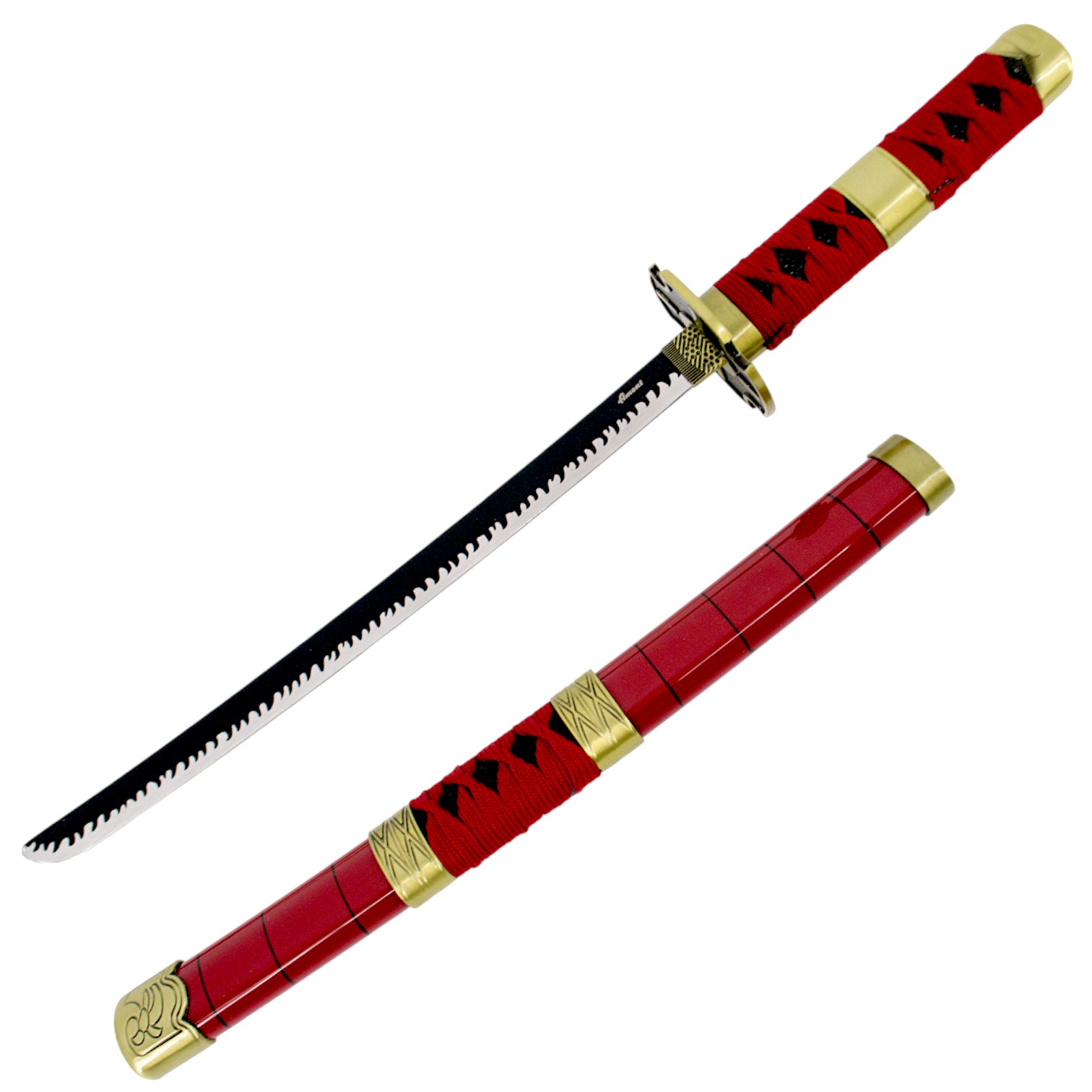 Mini katana Sandai Kitetsu di Zoro di One Piece con lama nera con...
