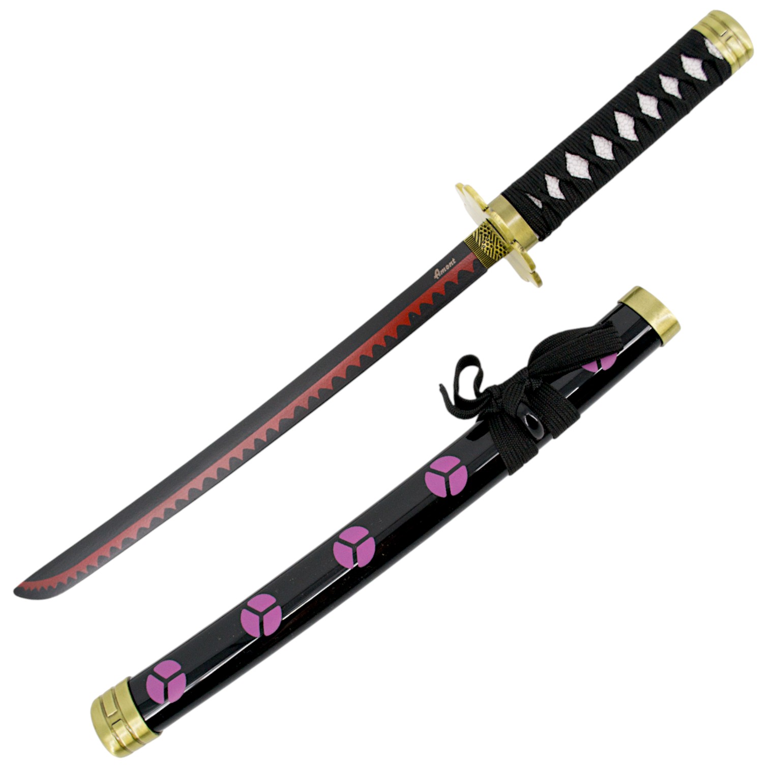 Mini katana Shusui di Zoro da One Piece con lama nera e rossa e m...
