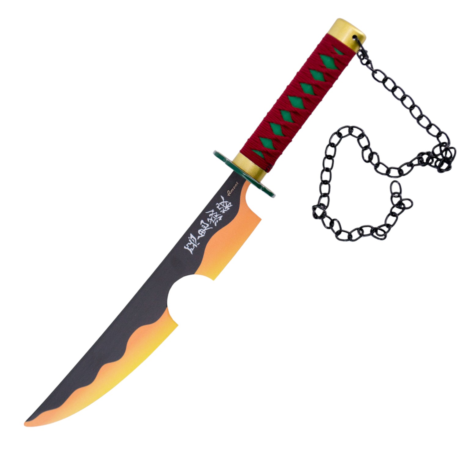 Mini katana Tengen Uzui Demon Slayer con lama nera e manico marro...