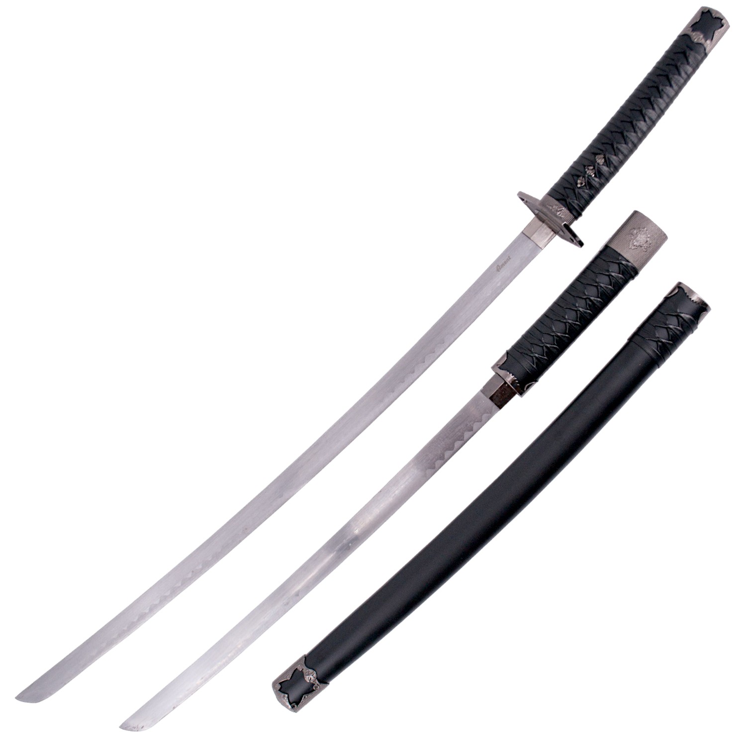 Set di 2 pezzi di Katana e wakizashi neri con fodero e supporto