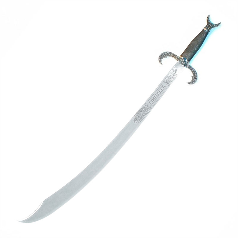 Cimitarra Árabe Estilizada – Espada con acabado plata Espejo (100...