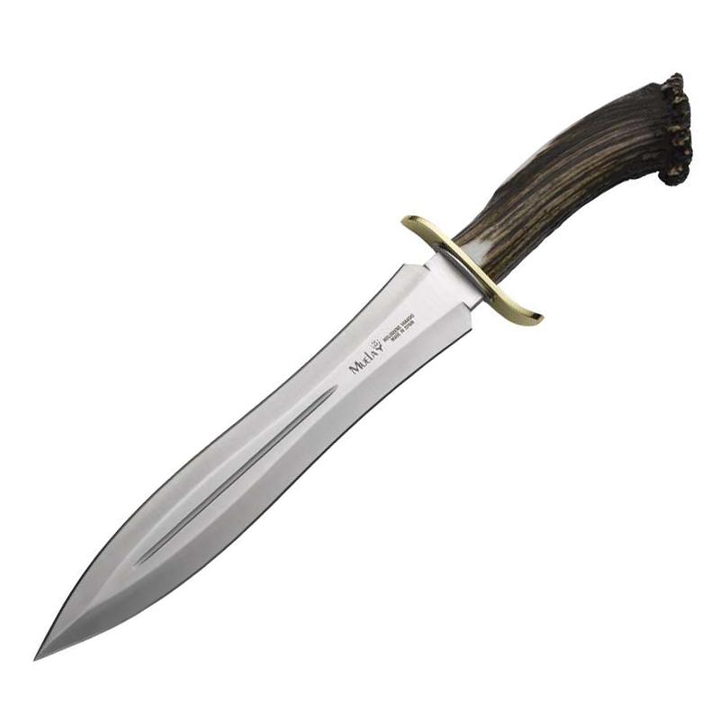 Cuchillo Muela Bowie 24 con puño de asta de ciervo y defensa lató...