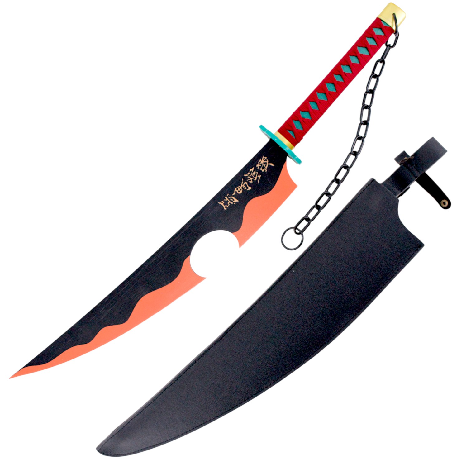 Katana de bambu Demon Slayer Tengen Uzui negra y roja