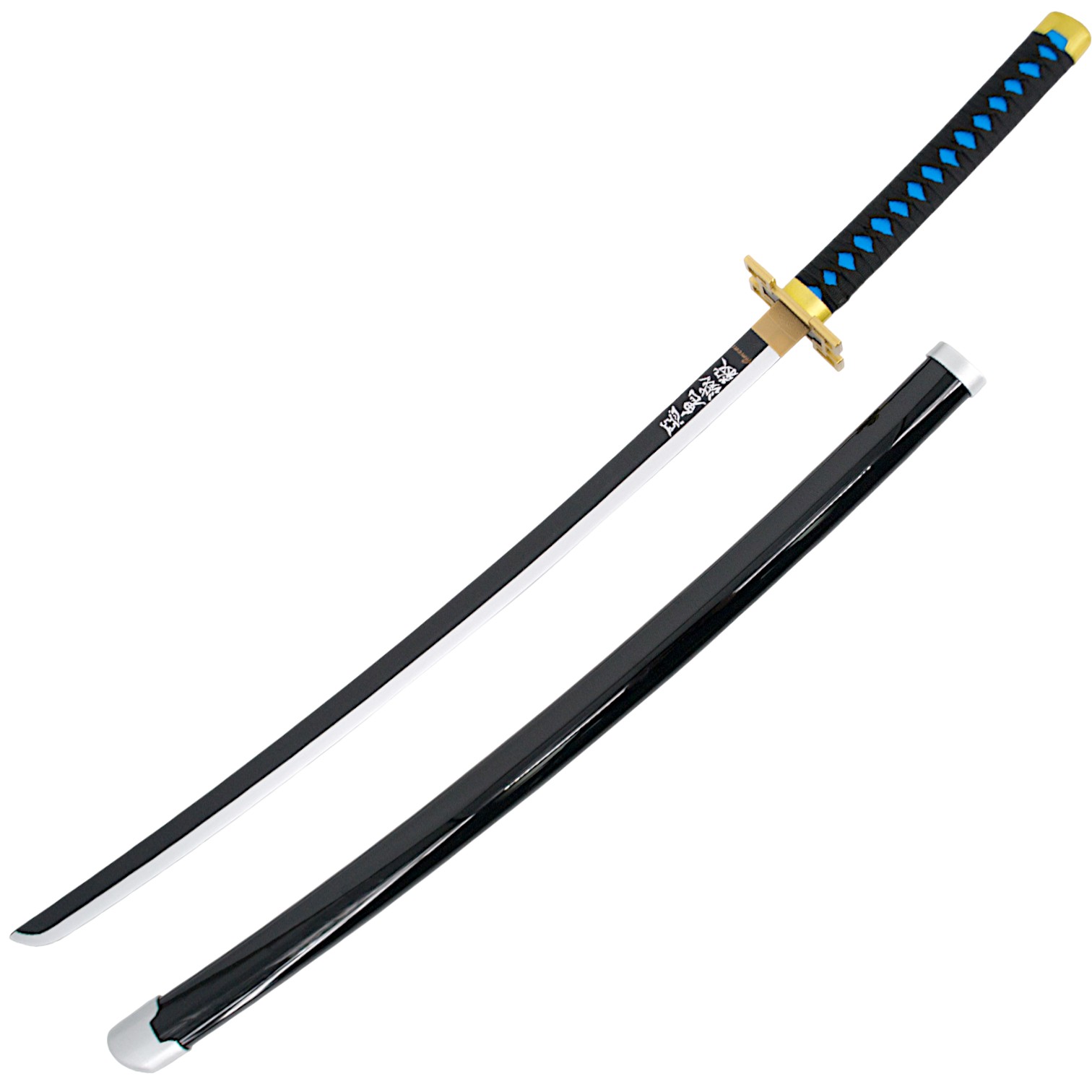 Katana de bambu Demon Slayer Tokitou Muichirou negra y azul