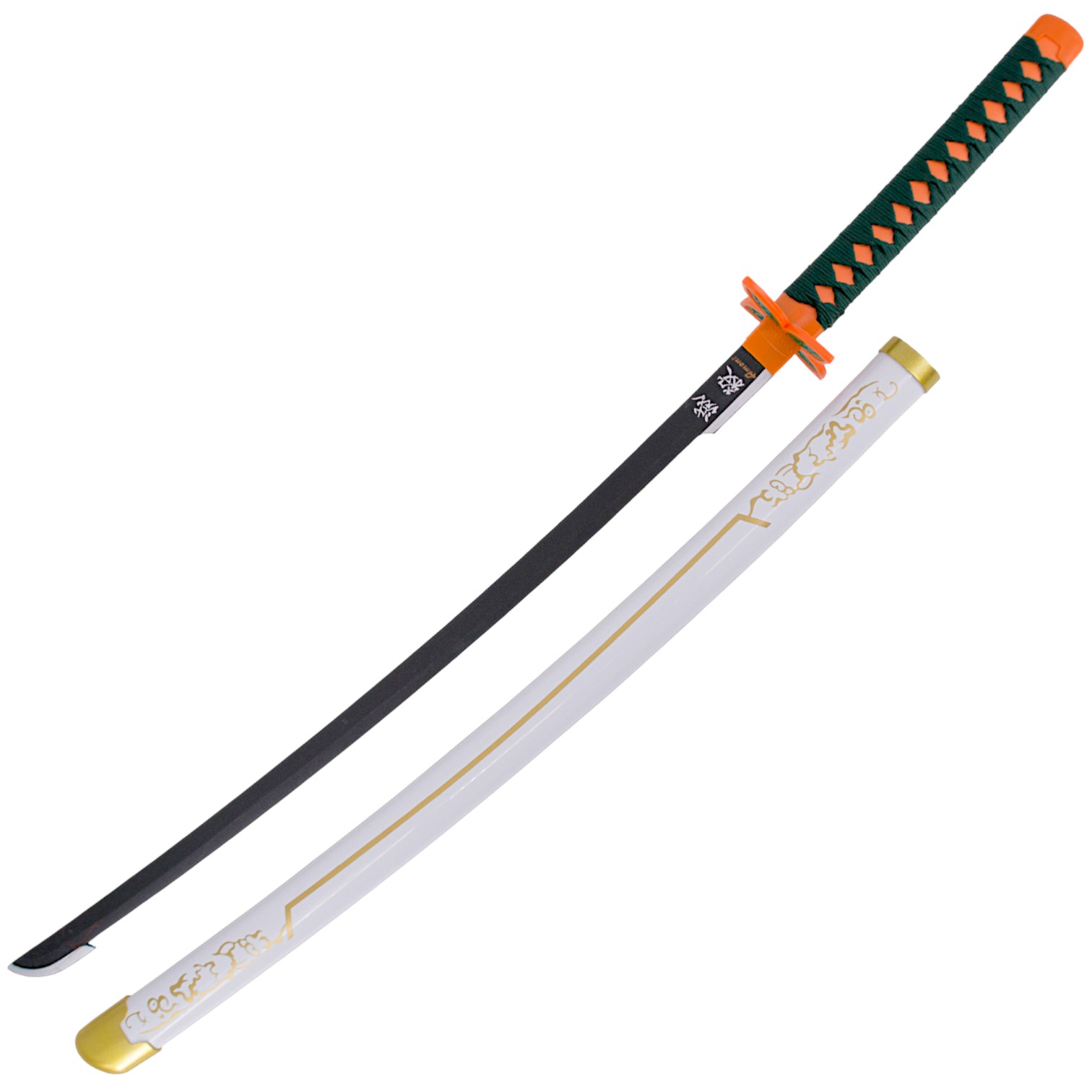 Katana de bambu Demon Slayer Kochou Shinobu verde y blanca