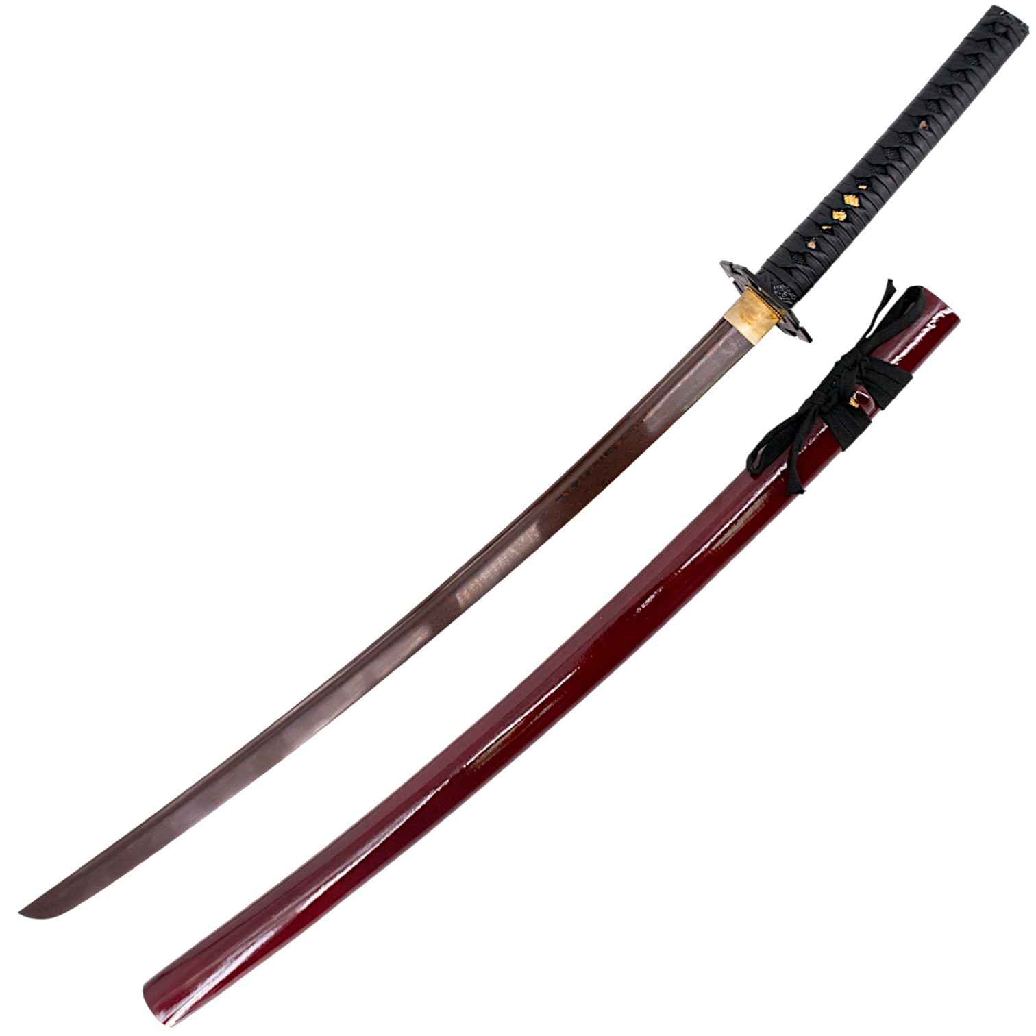 Katana funcional con hoja de acero carbono rojo y vaina roja con ...