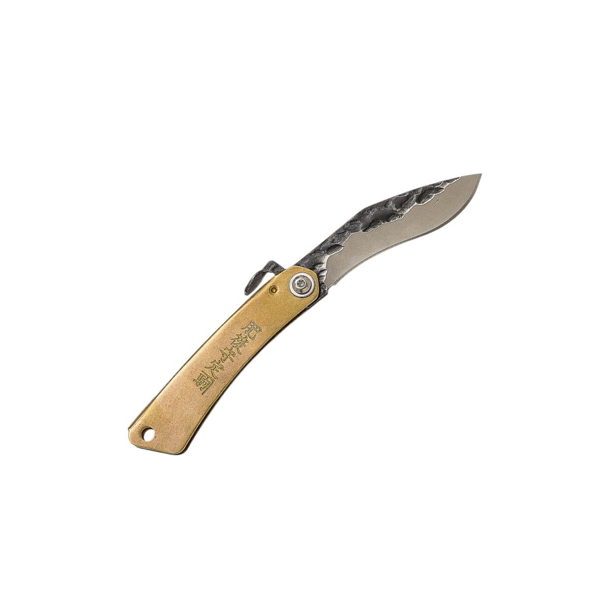 Navaja japonesa con mango de latón y hoja falcata de 7 cm