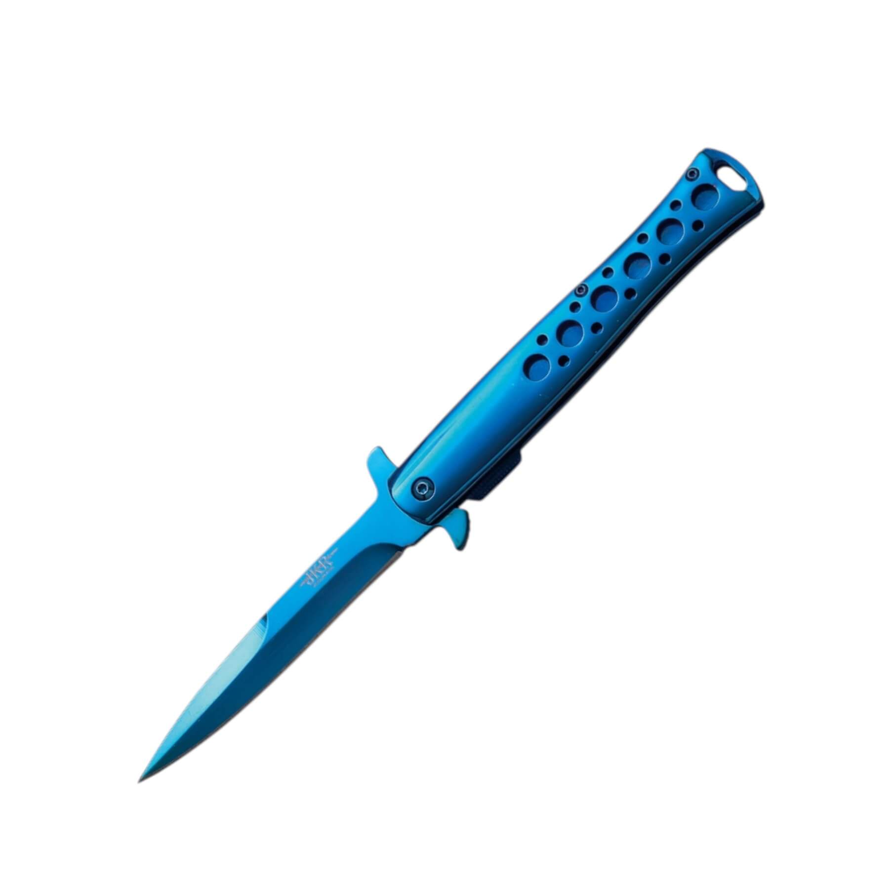 Navaja estilete azul con mango de aluminio y hoja de 10 cm