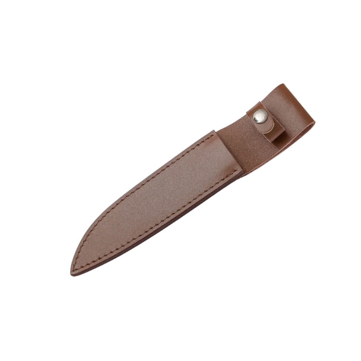 Cuchillo Marines Americanos con mango de cuero y hoja negra semidentada de 17.5 cm