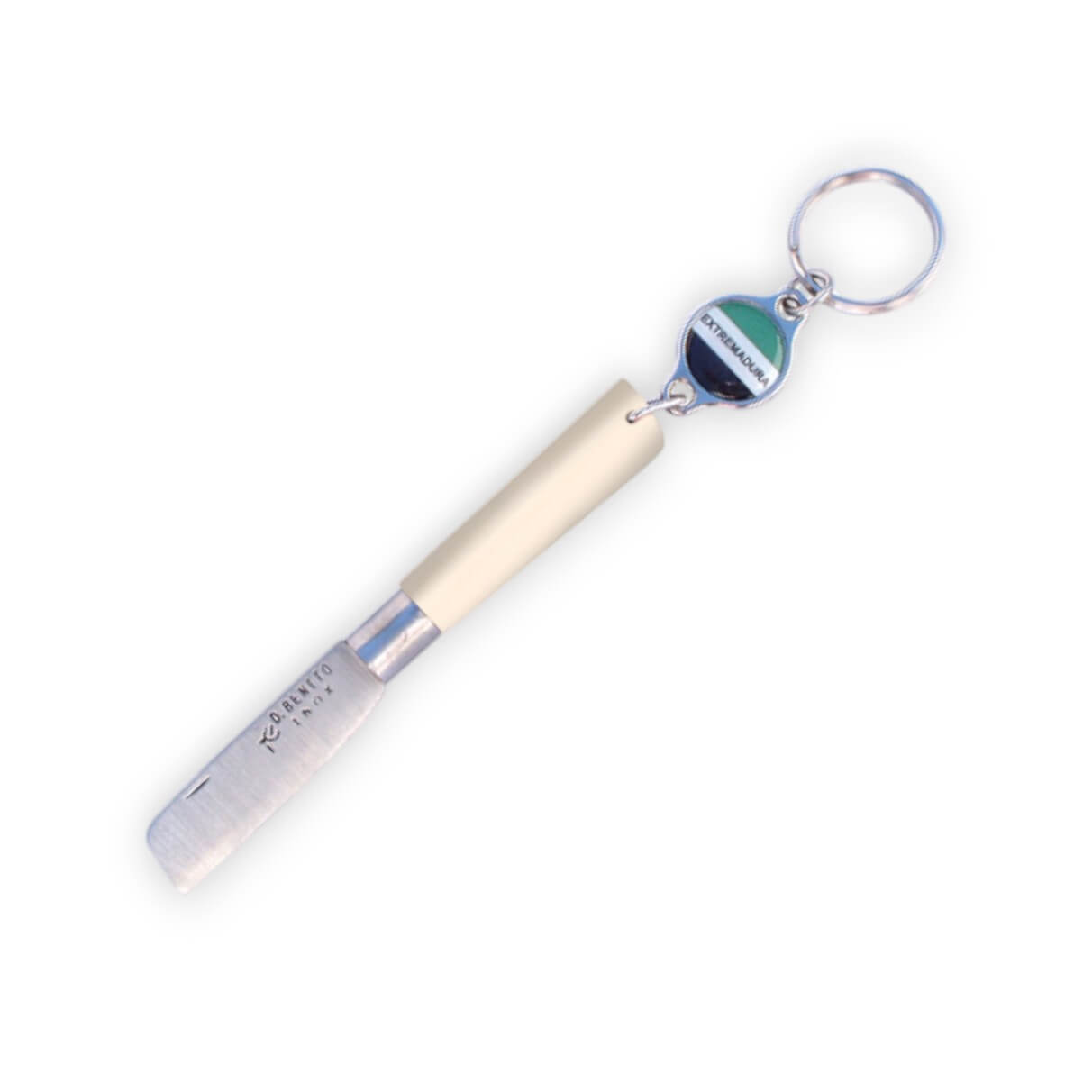 Navaja llavero con mango de fibra blanca y hoja punta cortada de ...