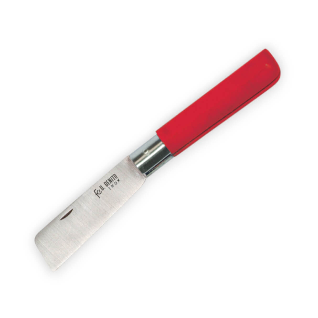 Navaja con mango de fibra color rojo y hoja inox punta cortada de...