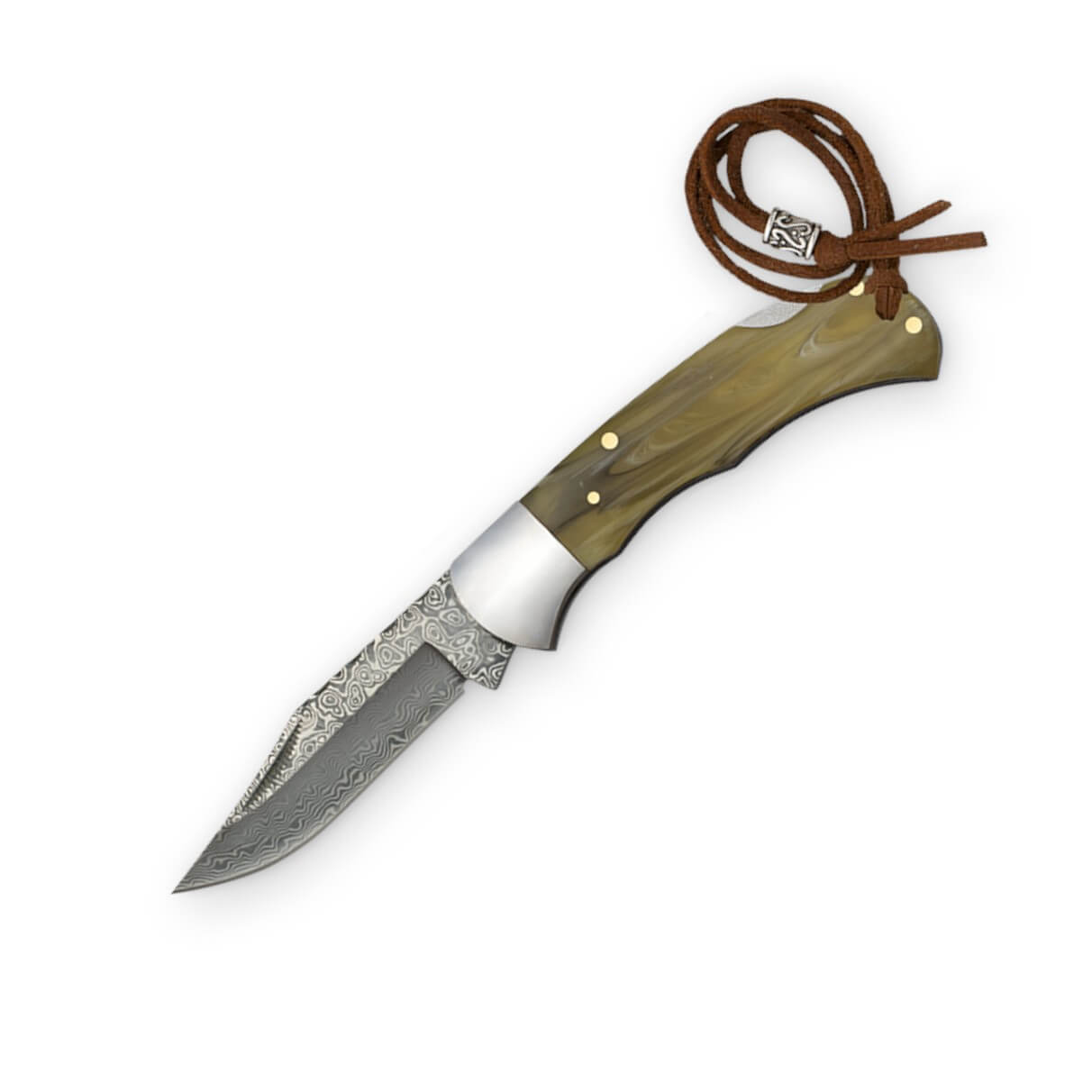 Navaja de bolsillo con mango acrílico y hoja de acero damasco de ...