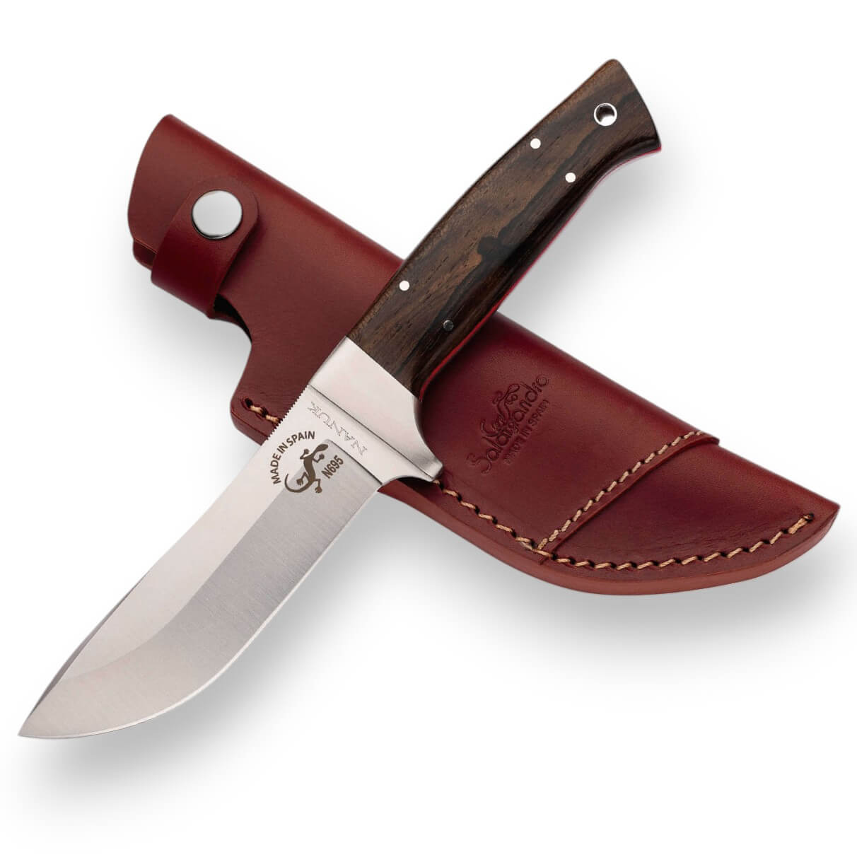 Nanuk hunting knife with a grenadilla wood handle and a 12 cm blade