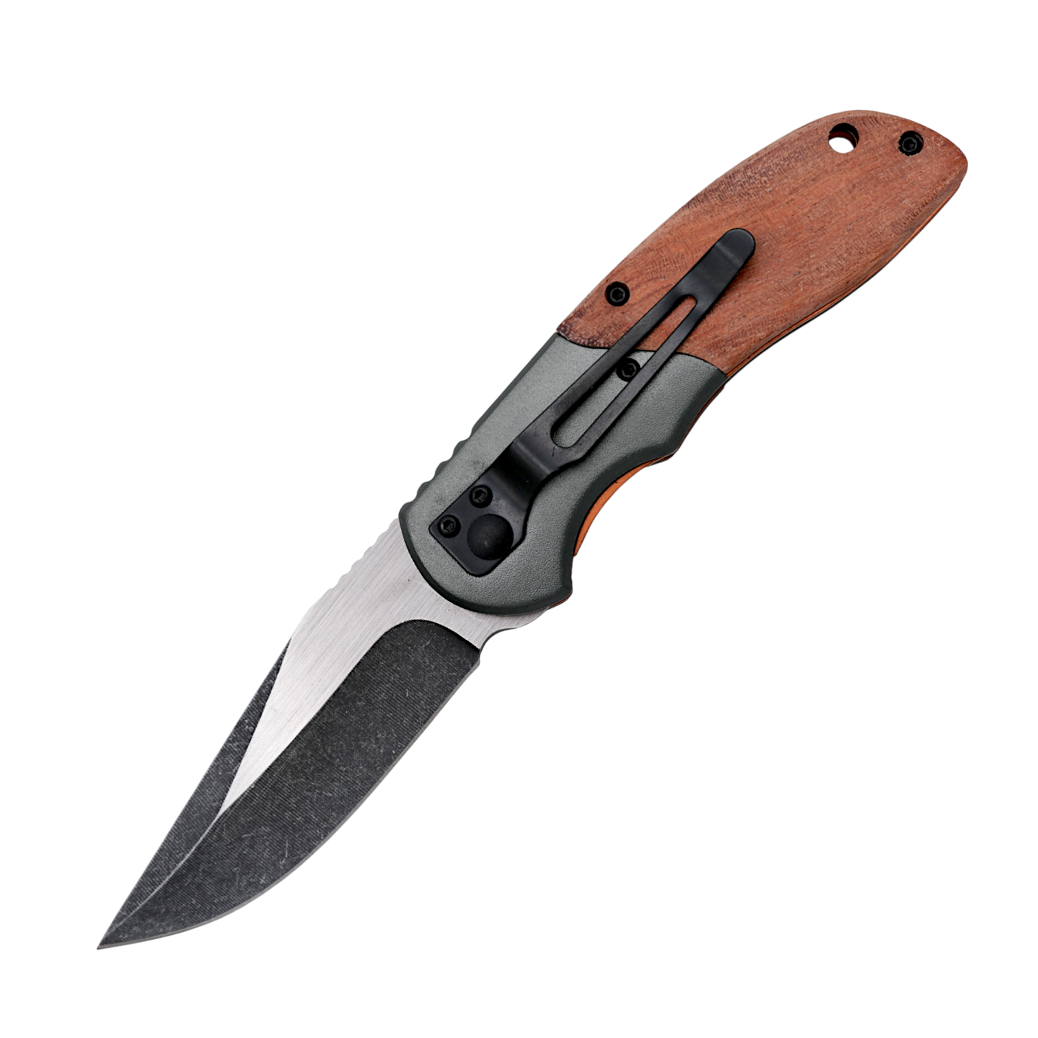 Navaja de bolsillo 9,6 cm con virola cabeza de águila y mango de madera decorado