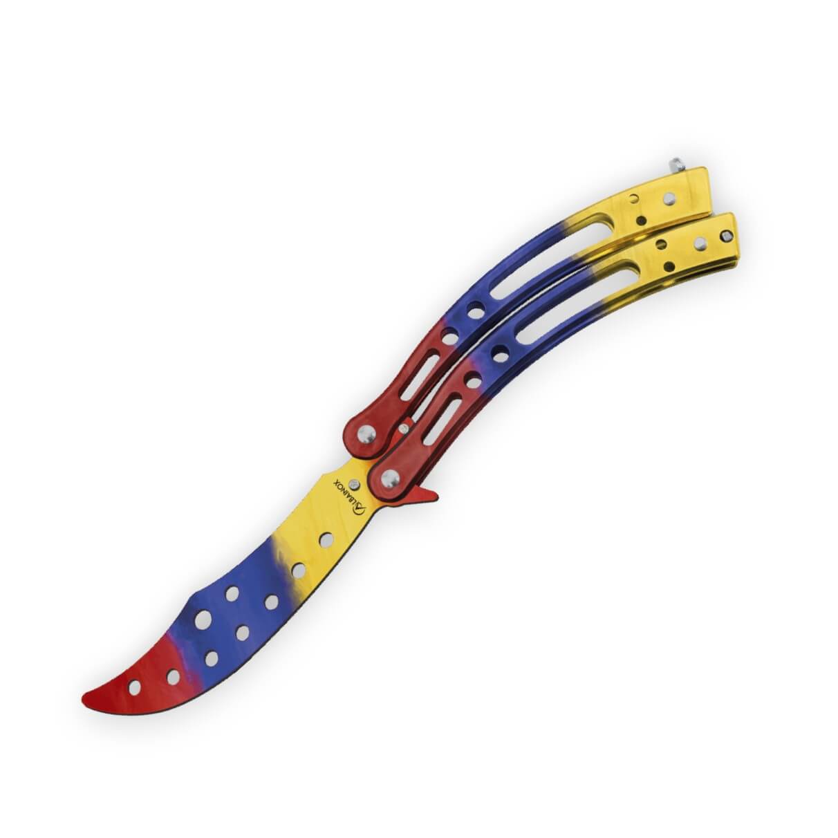 Navaja mariposa de entrenamiento curva decorada 3D colores sin fi...