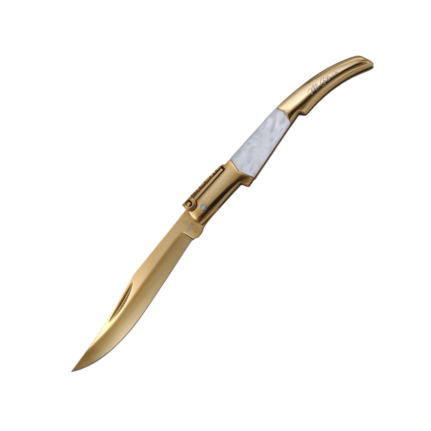 Navaja de carraca 11 cm Serie Mi Gitana Oro con titanio dorado y ...
