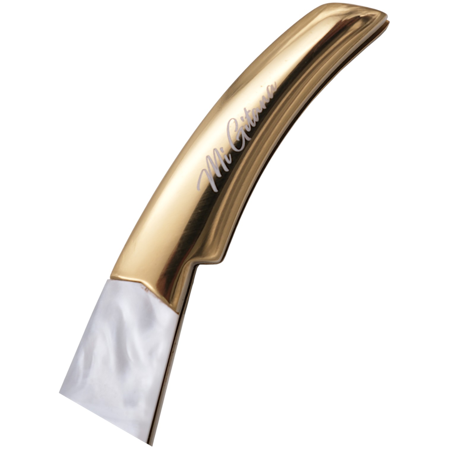 Navaja de carraca 11 cm Serie Mi Gitana Oro con titanio dorado y acrílico blanco