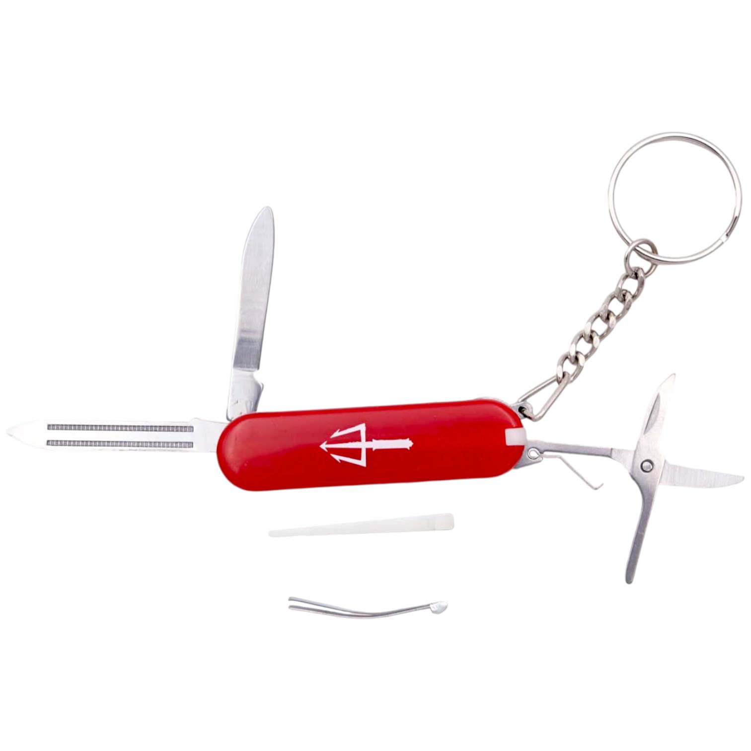 Navaja llavero multifunción 3,8 cm roja con 5 funciones y mango ABS