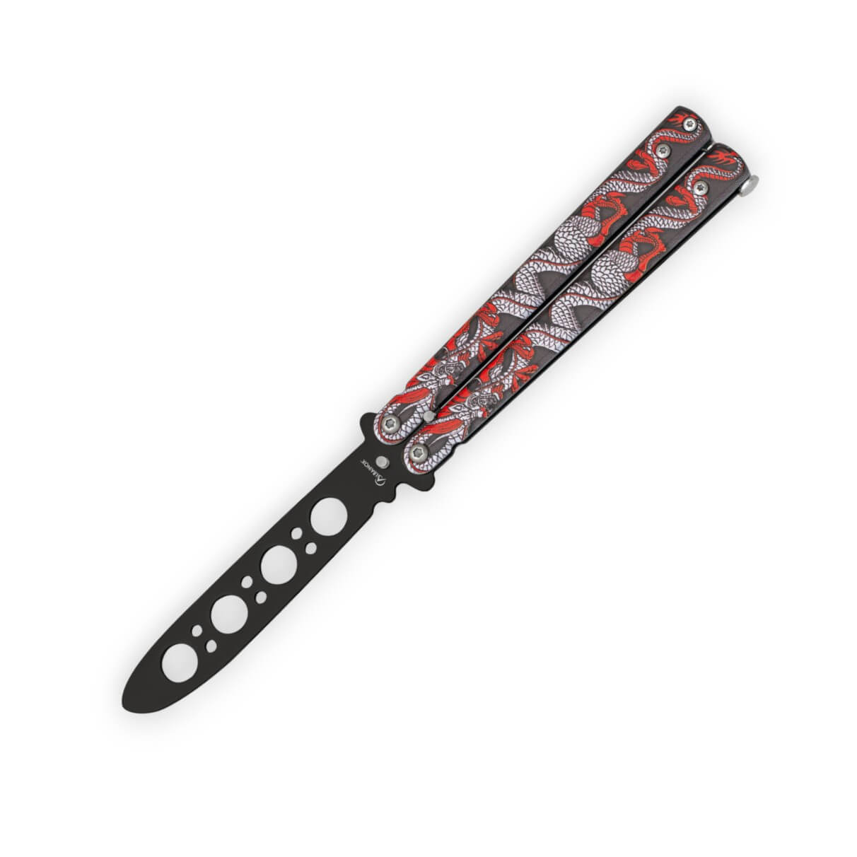 Navaja mariposa con hoja calada sin filo de 9.6 cm y diseño 3D co...