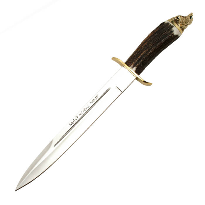 Couteau de chasse Muela Alcaraz avec manche en corne de cerf et p...