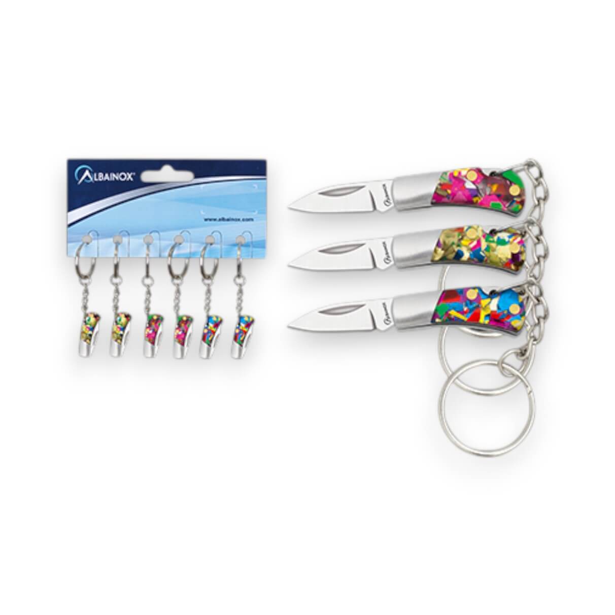 Set de 6 llaveros navaja con mango acrílico de colores y hoja de ...