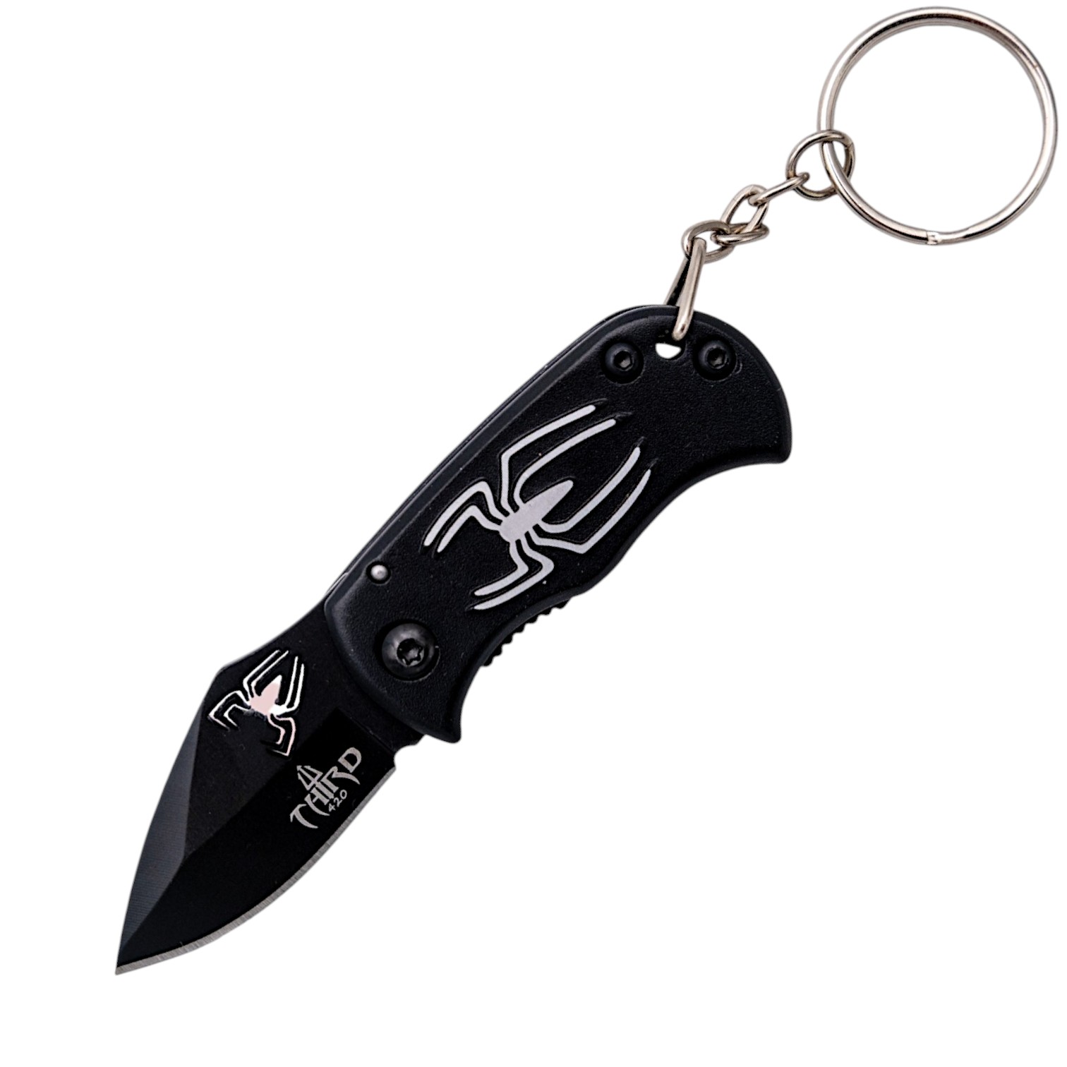 Navaja Llavero de Acero 420 con hoja de 4 cm Negra con Mango de A...