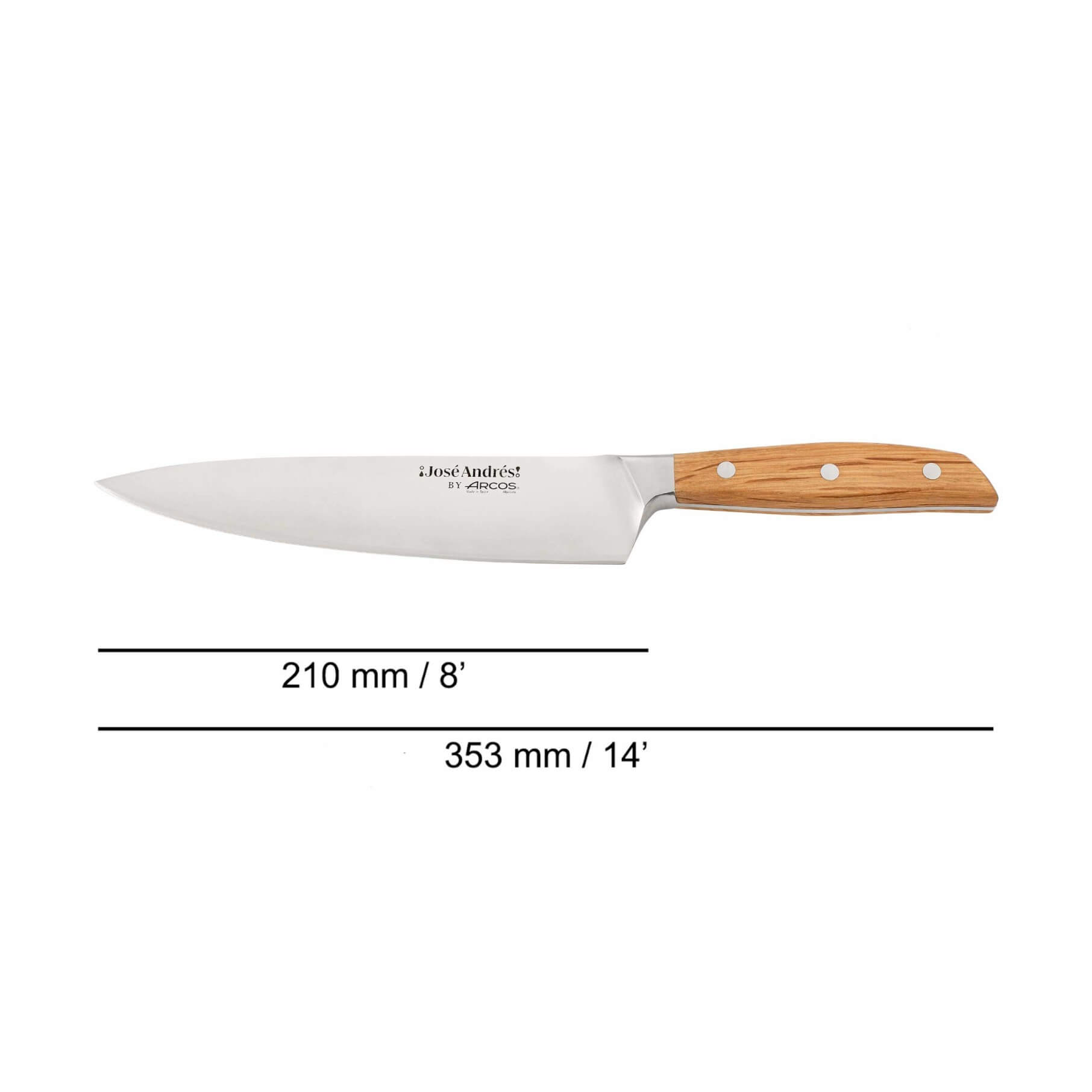 Coltello da chef con lama da 21 cm e manico in legno di quercia, serie Arcos José Andrés