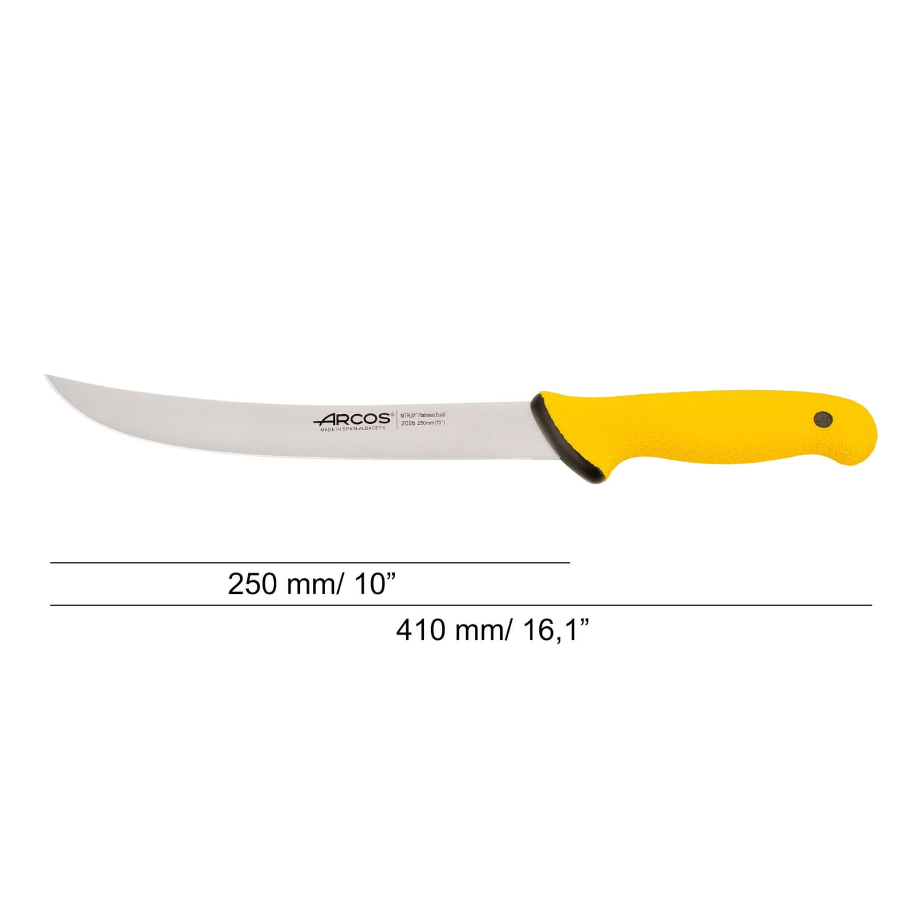 Coltello da macellaio curvo Arcos Duo Pro da 250 mm con manico giallo