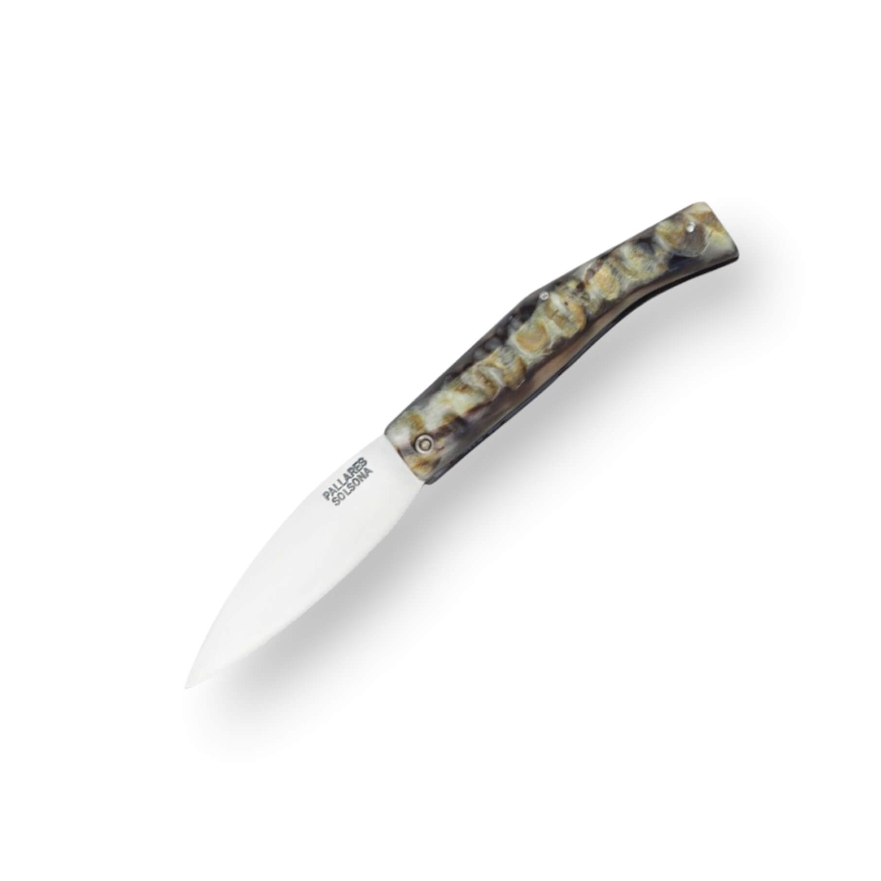 BUSA pallares campera knife with ram's horn handle and carbon ste...