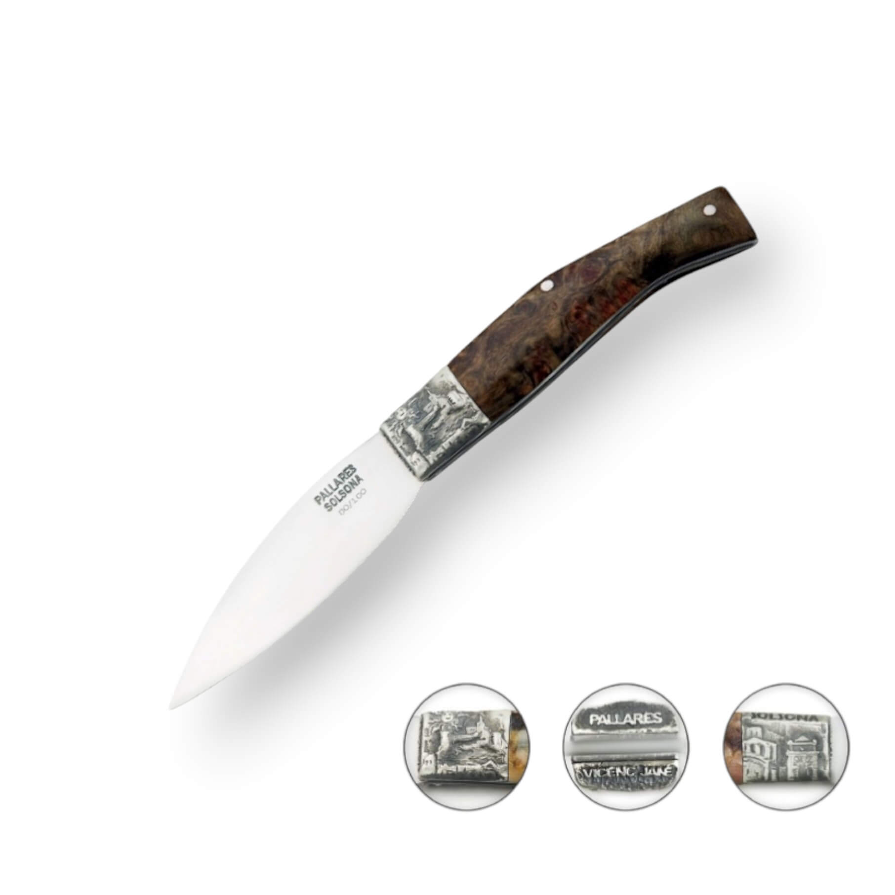 Navaja pallares BUSA acero carbono con mango de madera estabiliza...