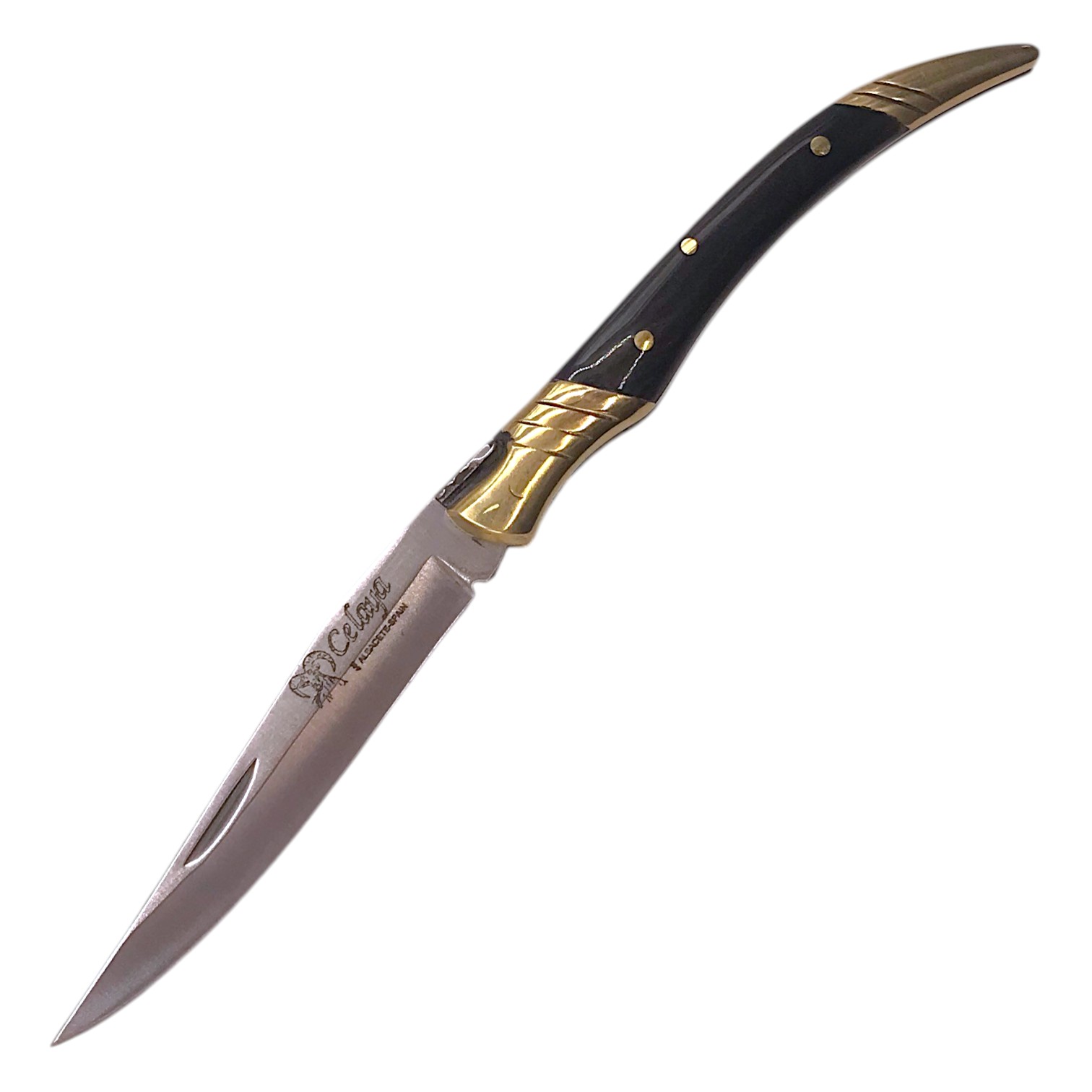 Coltello tascabile stiletto artigianale con impugnatura in corno di bue e lama da 8 cm Celaya