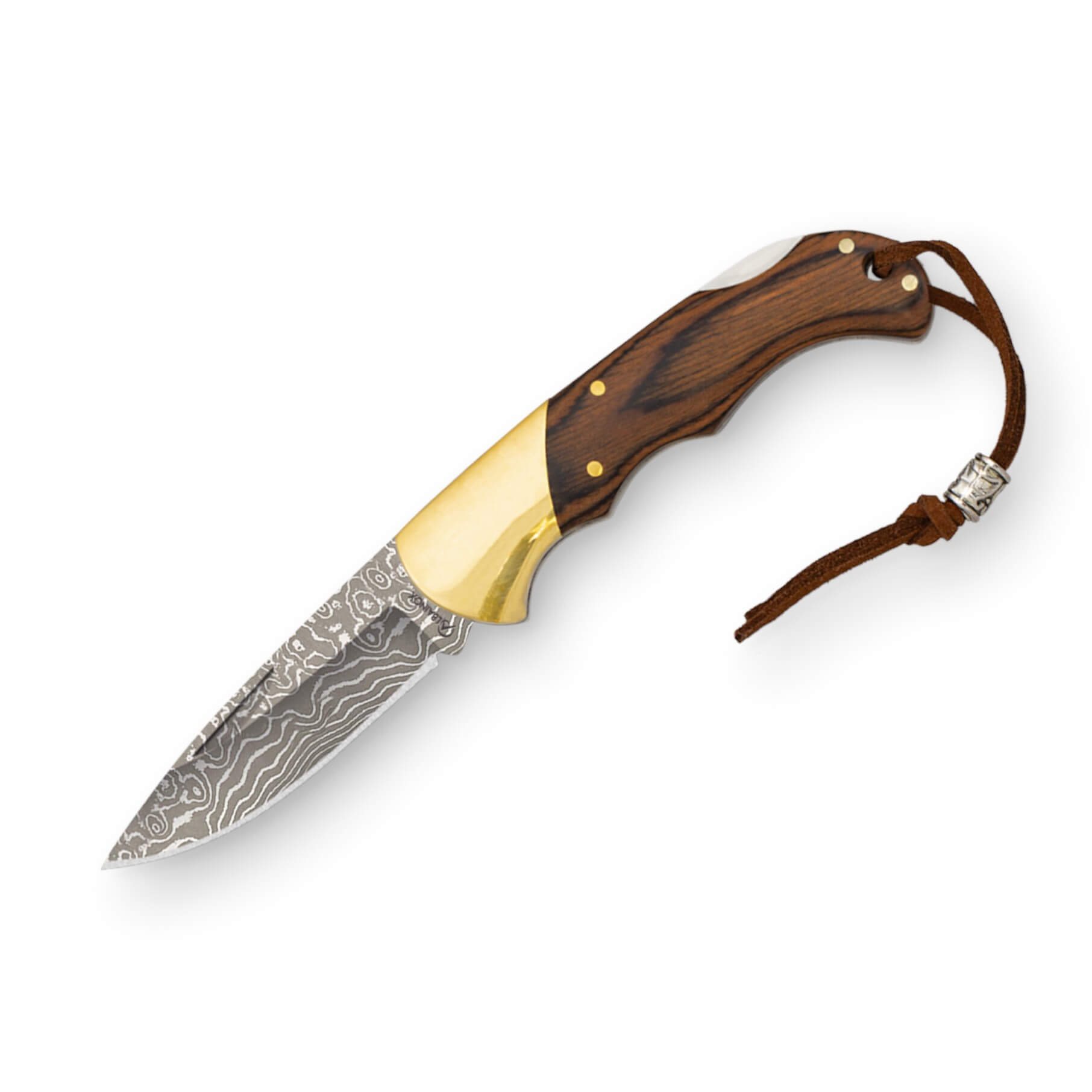 Navaja de damasco y estamina con hoja de 7.4 cm y virola de latón