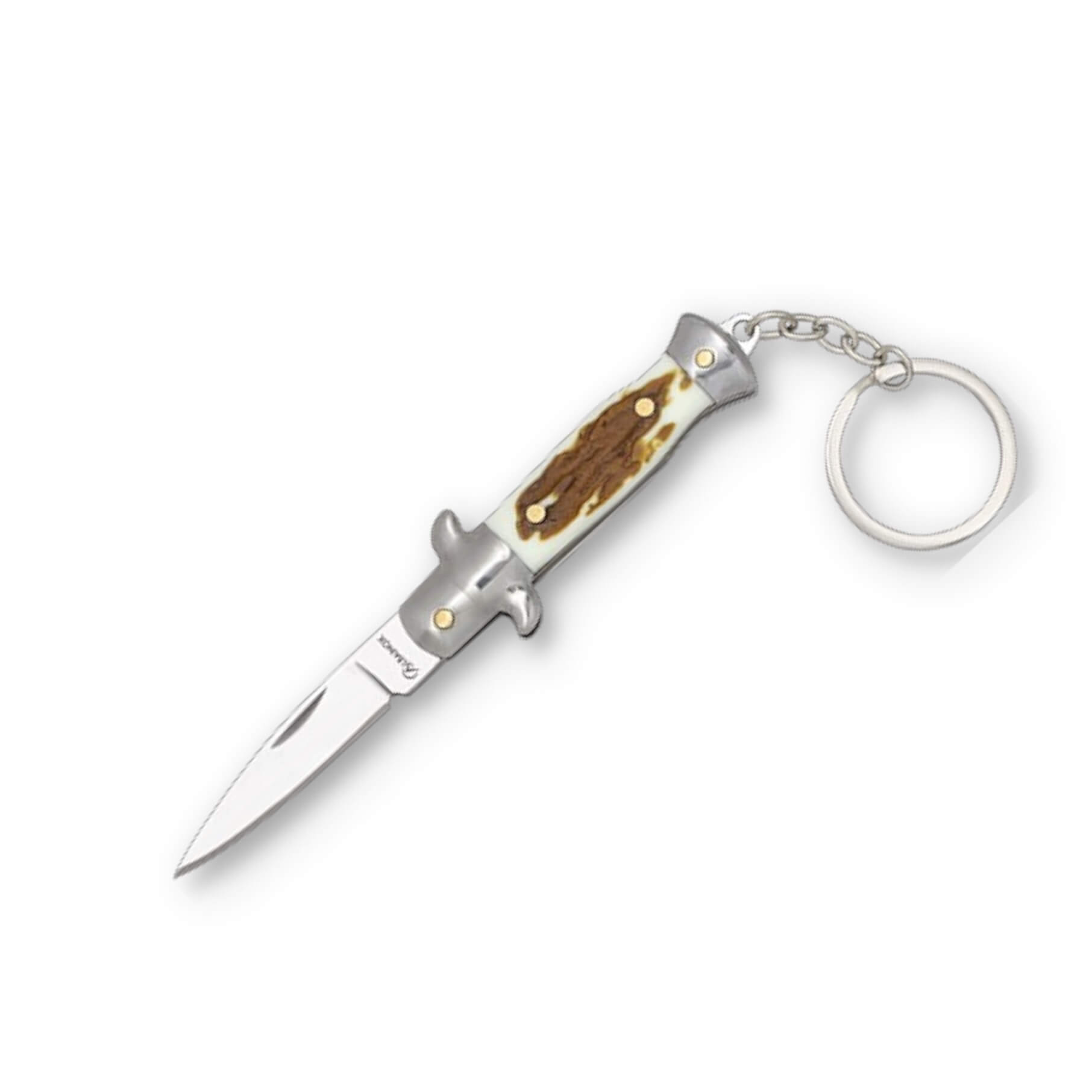 Couteau porte-clés avec manche imitation bois de cerf et lame de ...