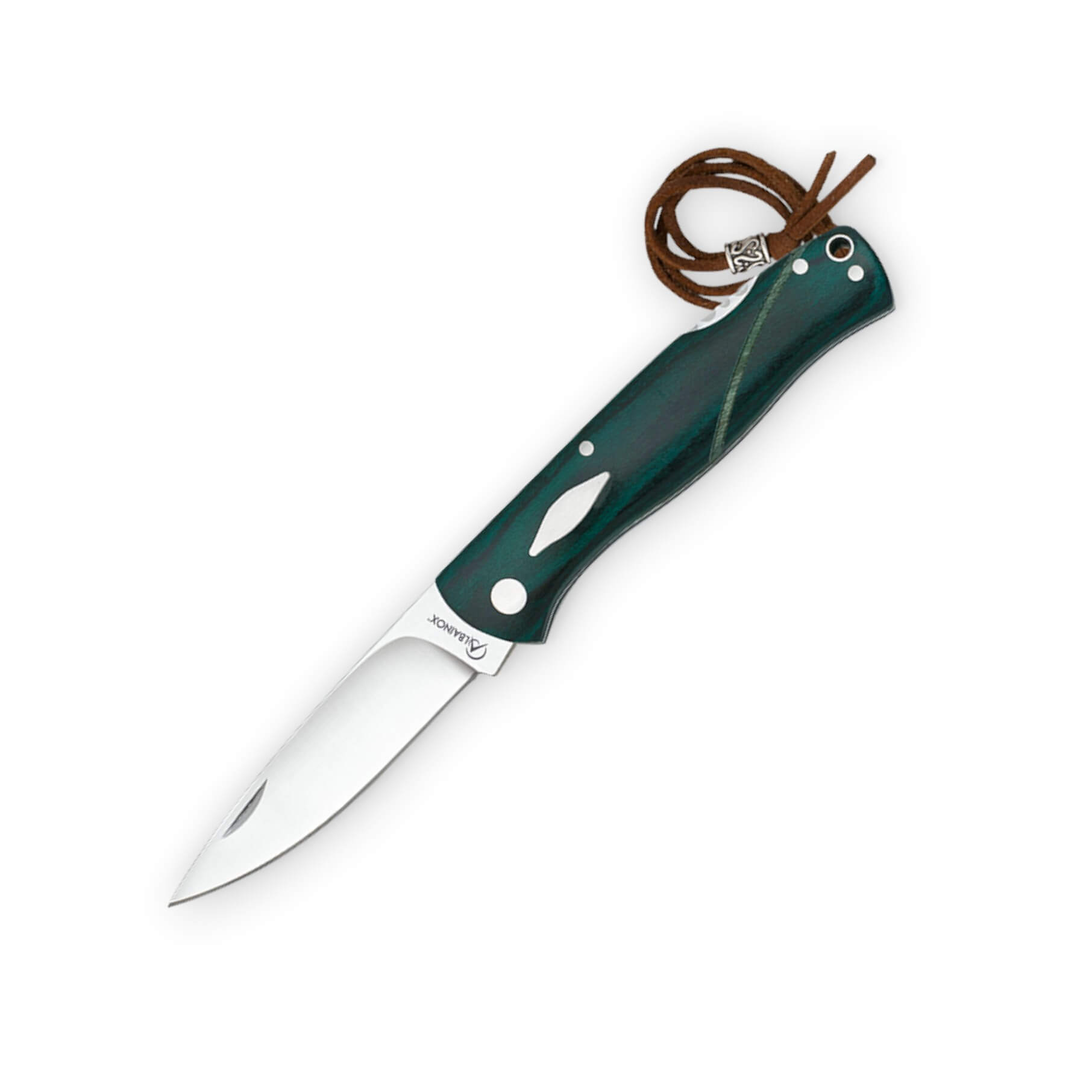 Navaja de bolsillo con hoja ancha de 8 cm y mango stamina verde c...