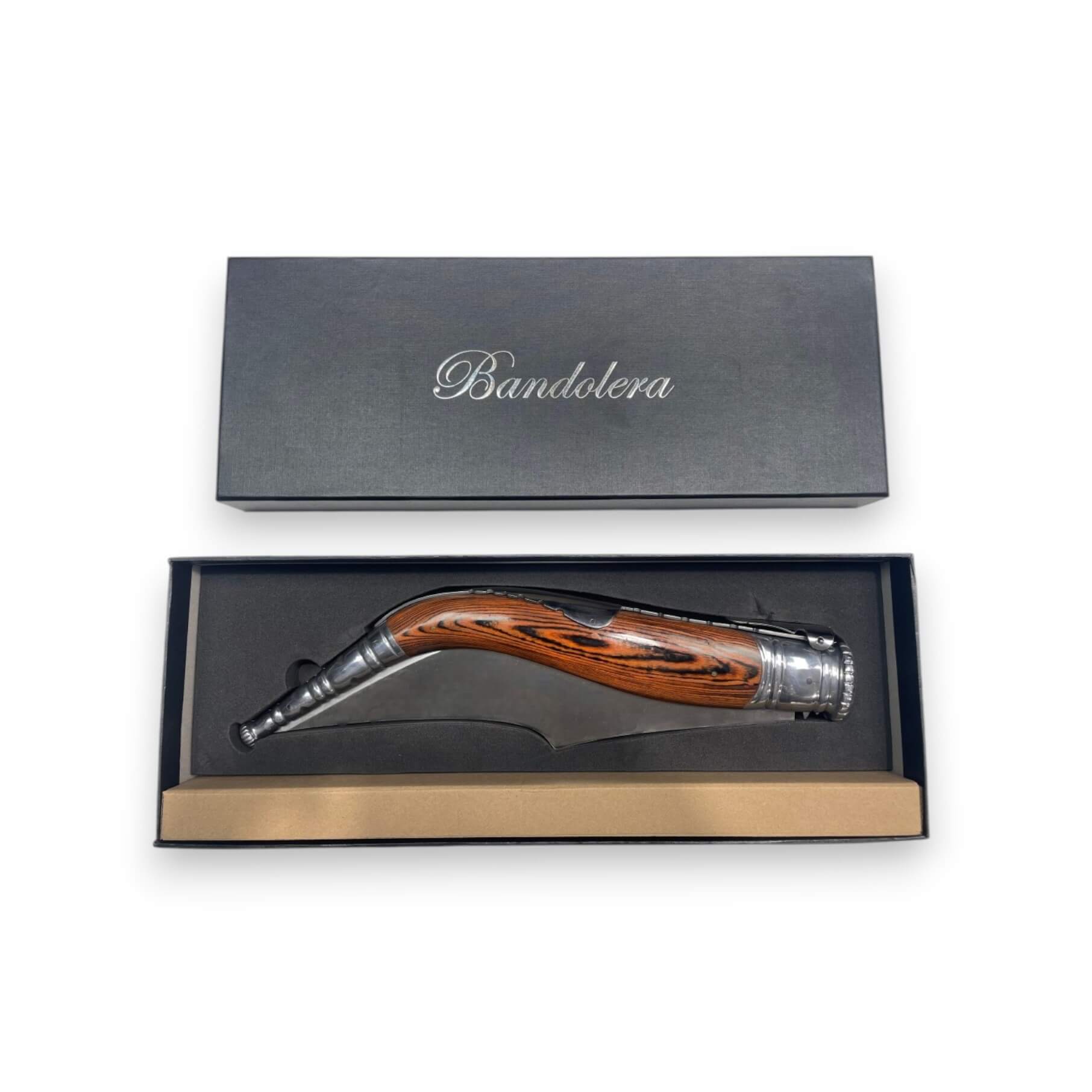 Navaja gigante de carraca con hoja de 34 cm y mango de estamina roja